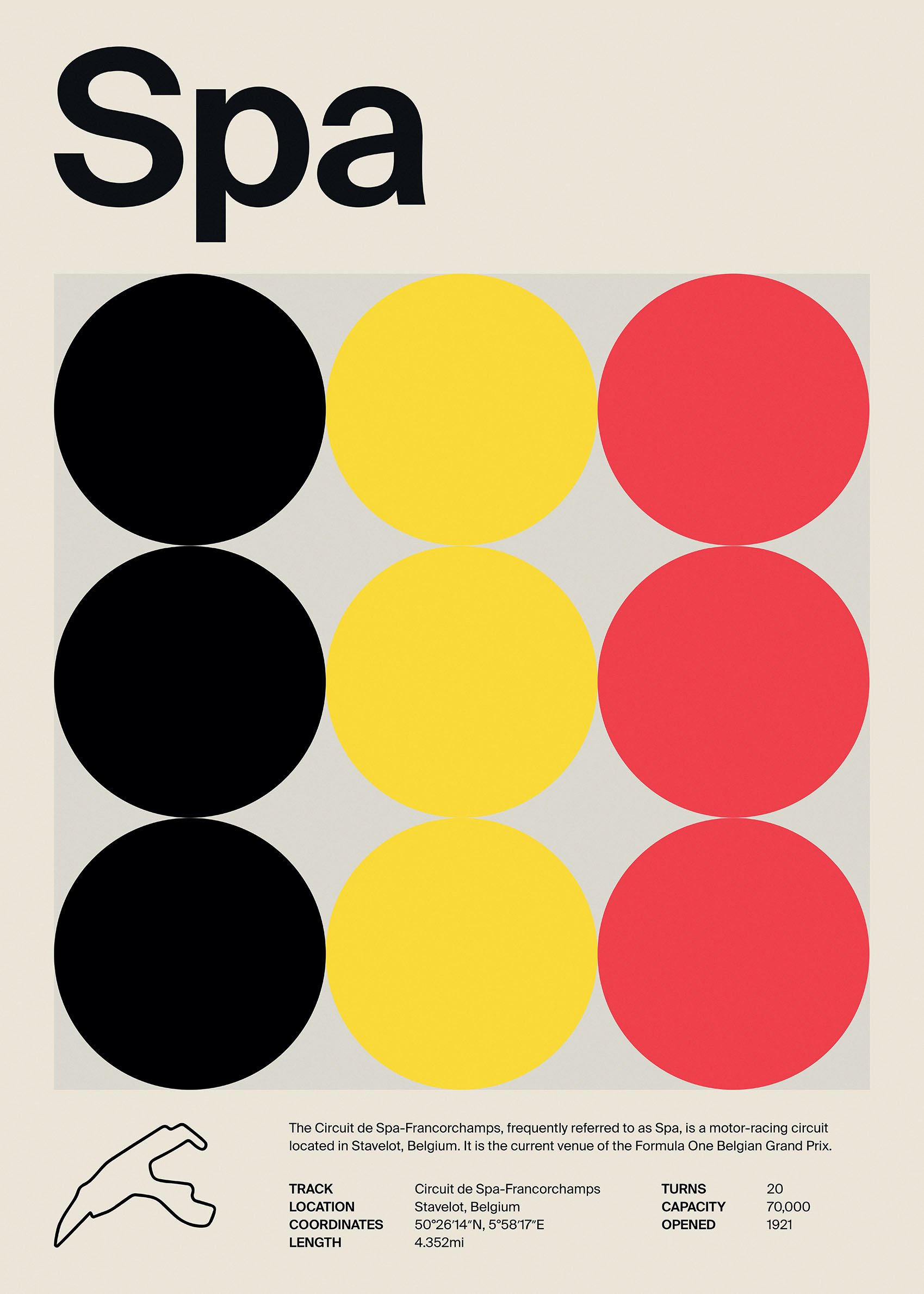 F1 Spa Poster - Motorsport illustration (30x40 cm)
