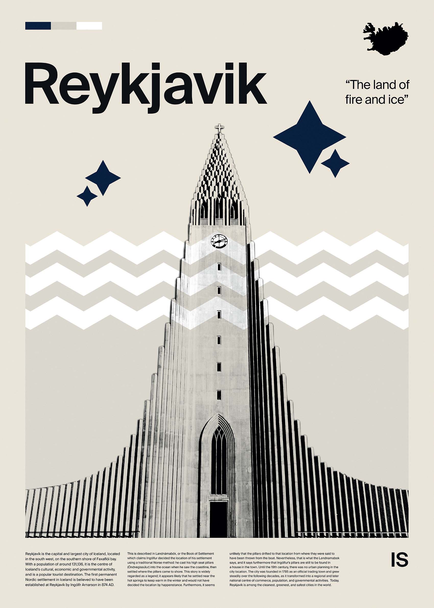 Reykjavik Poster - Architecture illustration (70x100 cm)