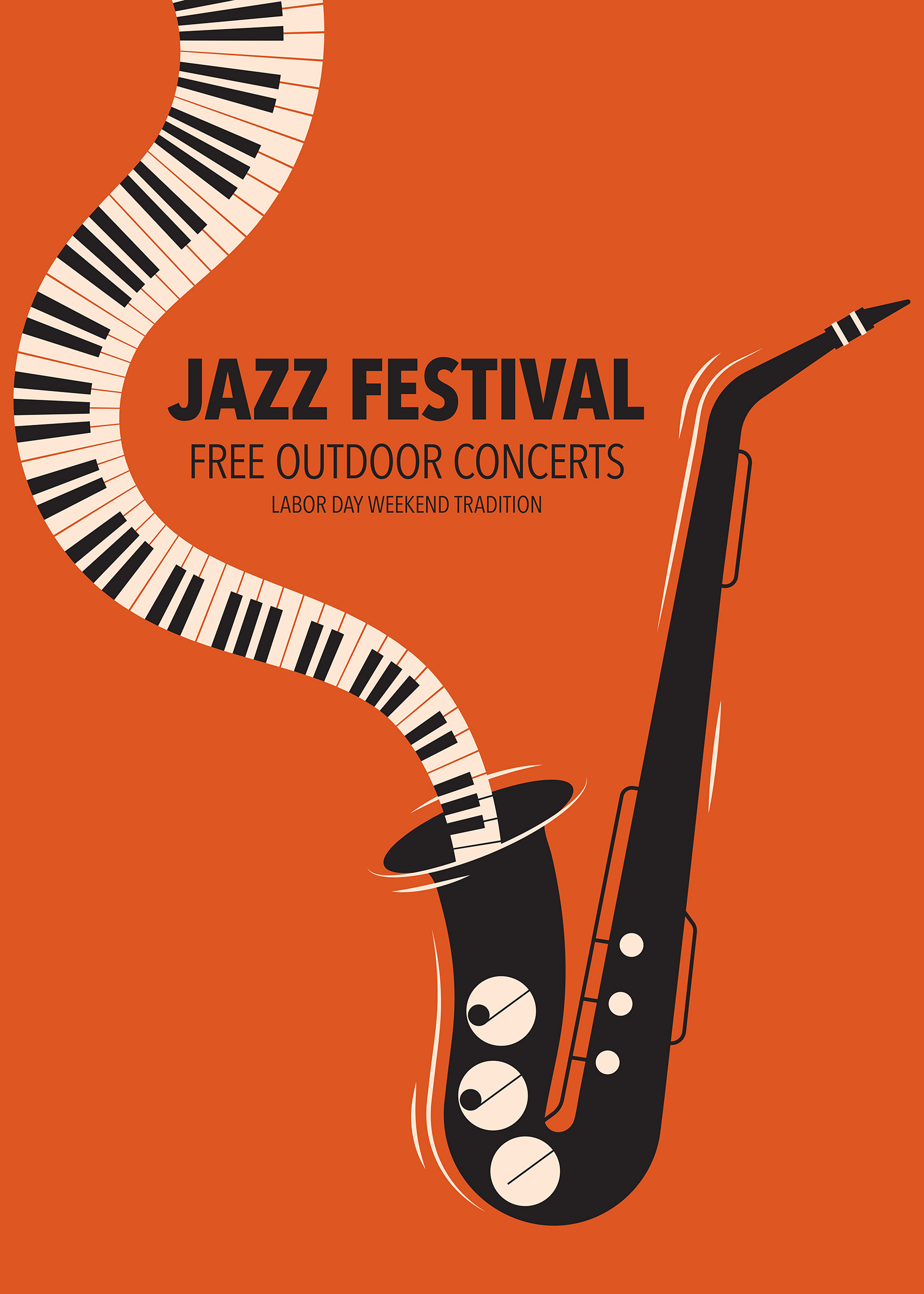 Outdoor Jazz Festival Poster - Music illustration (30x40 cm)