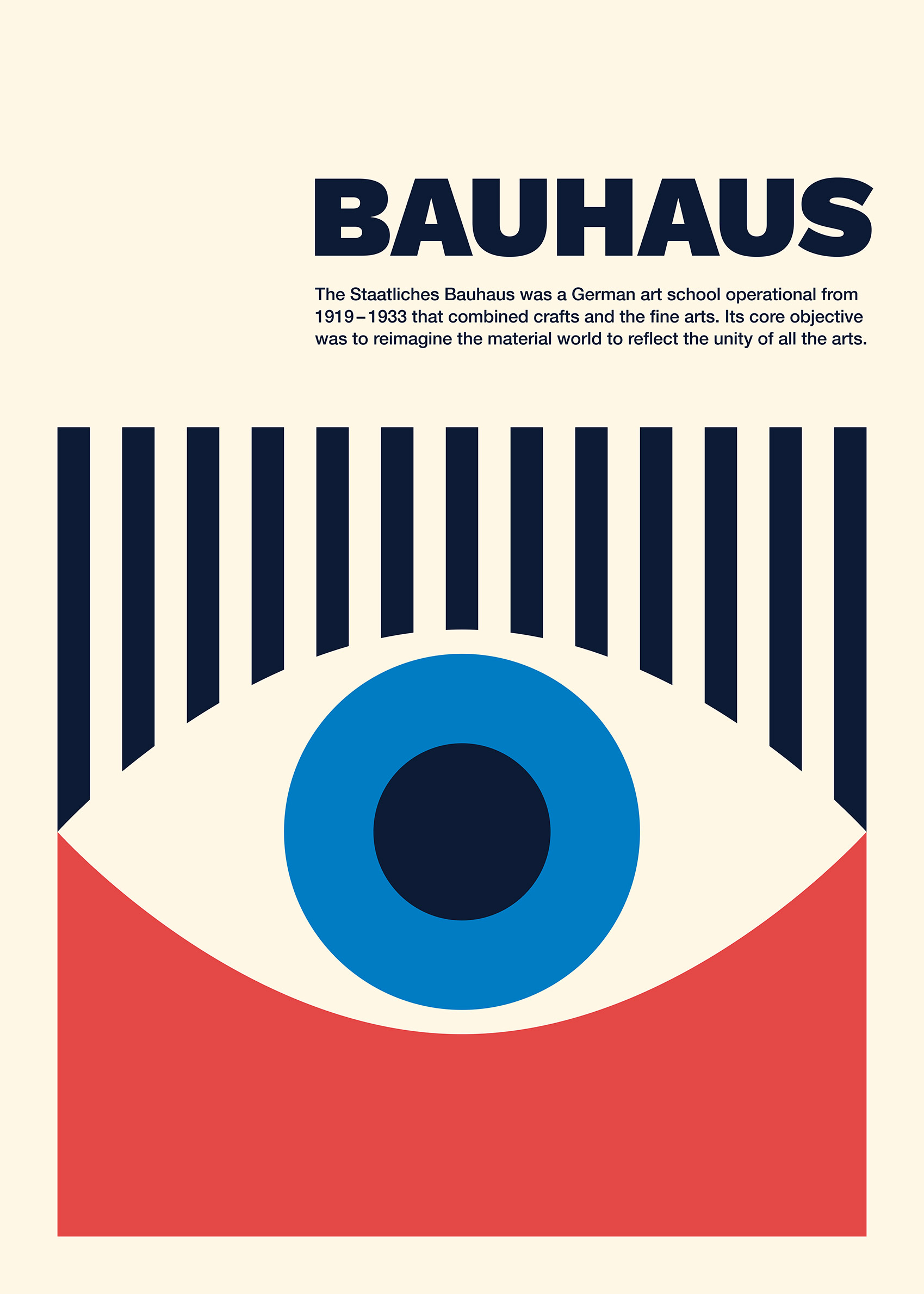 Bauhaus Eye plakat - Geometrisk illustration (21x30 cm)