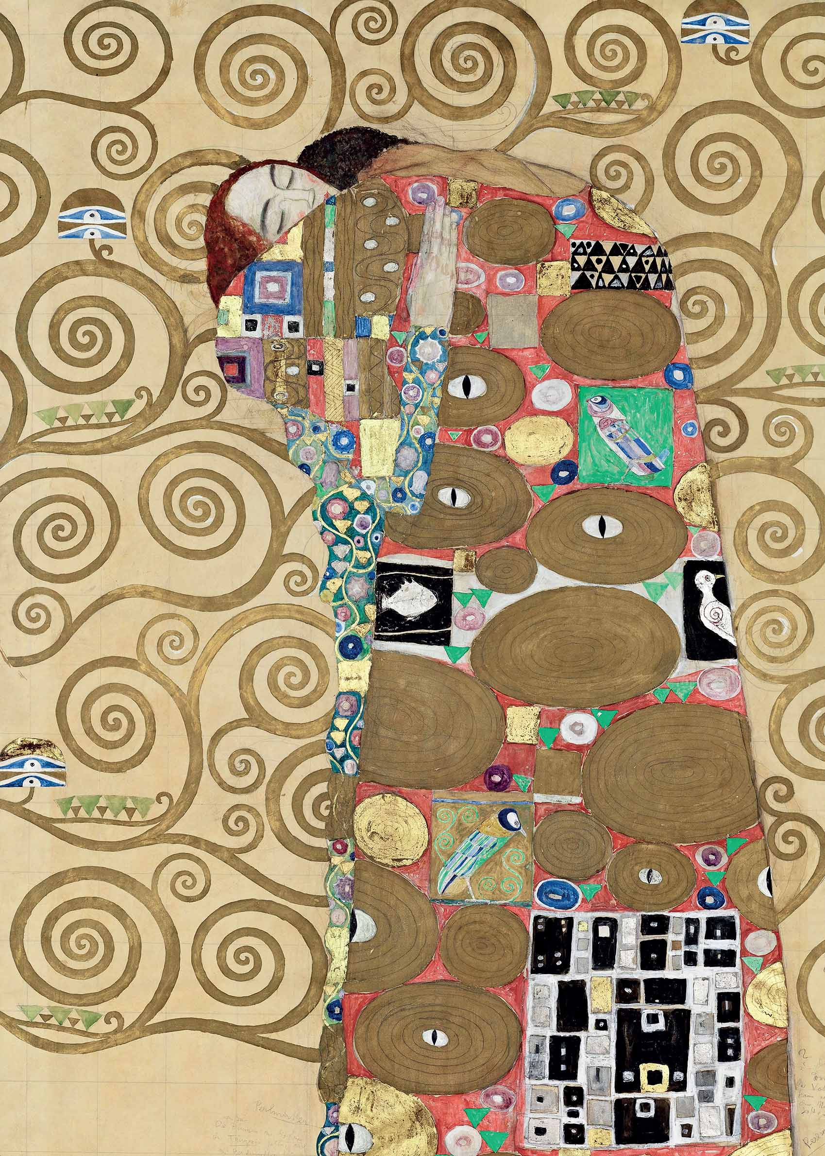 Fulfillment by Gustav Klimt Poster - Couple painting (50x70 cm)