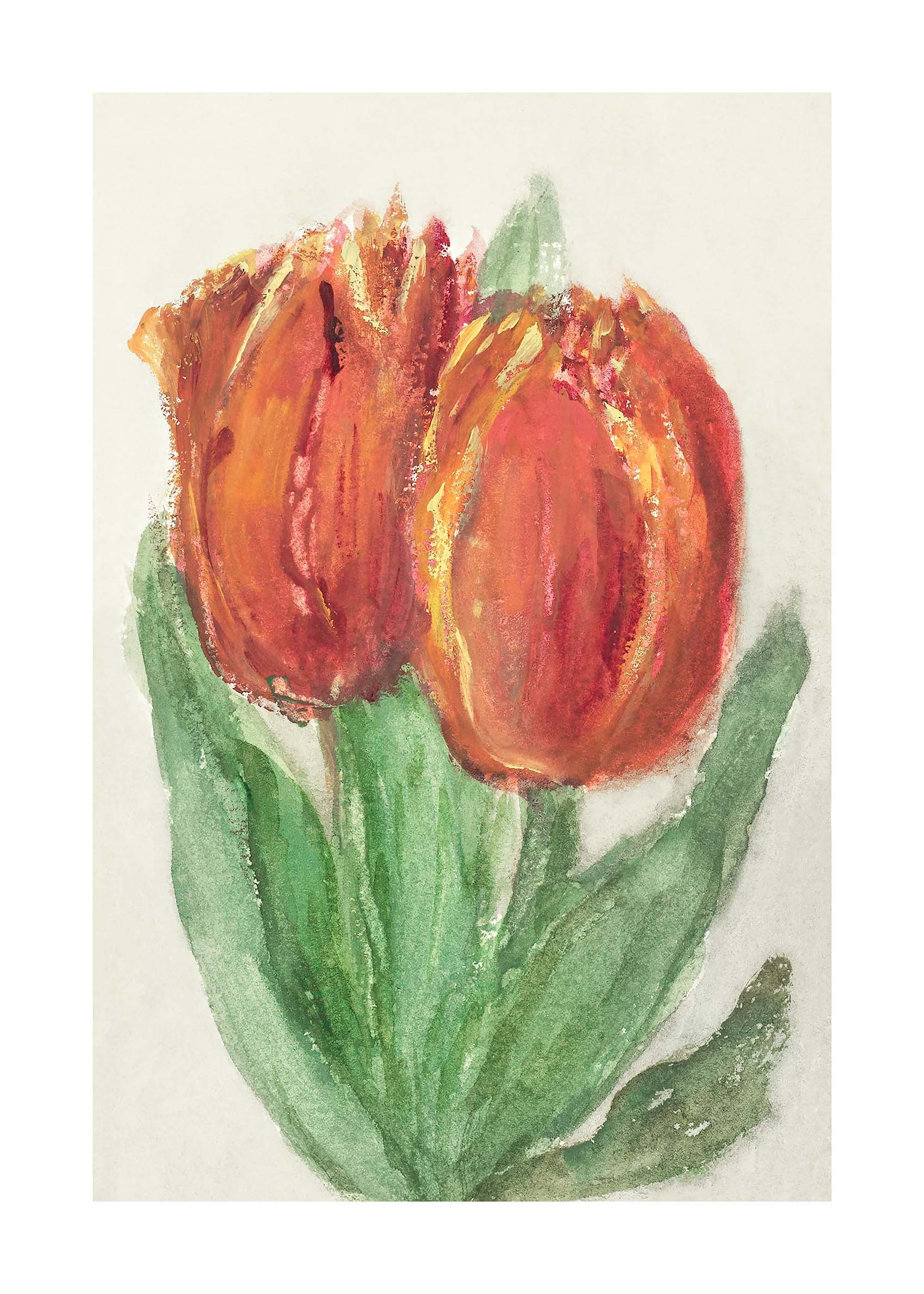 Two Red Tulips Poster - Floral watercolour (30x40 cm)