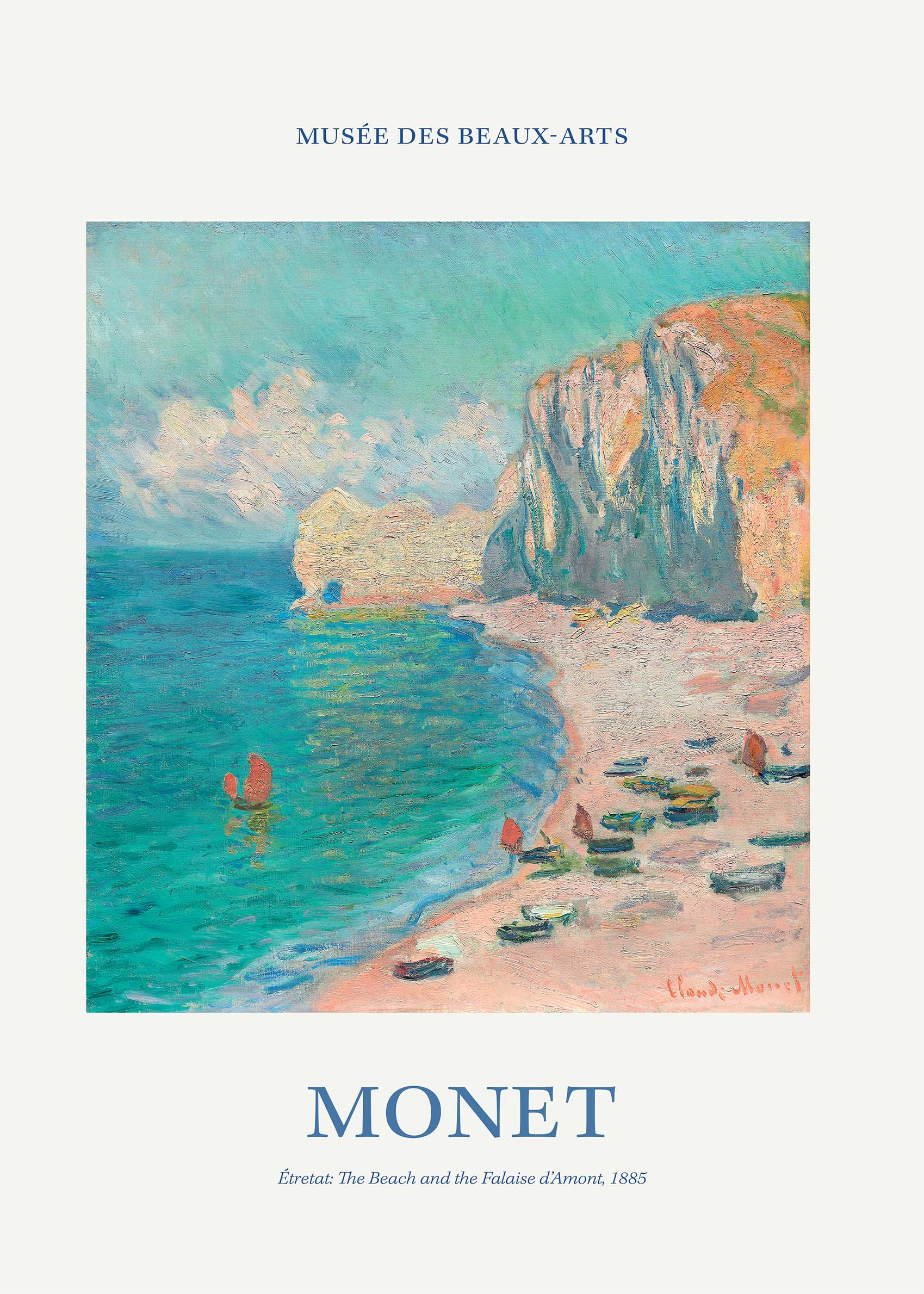 The Beach and the Falaise d'Amont by Claude Monet Poster - Coastal painting (70x100 cm)