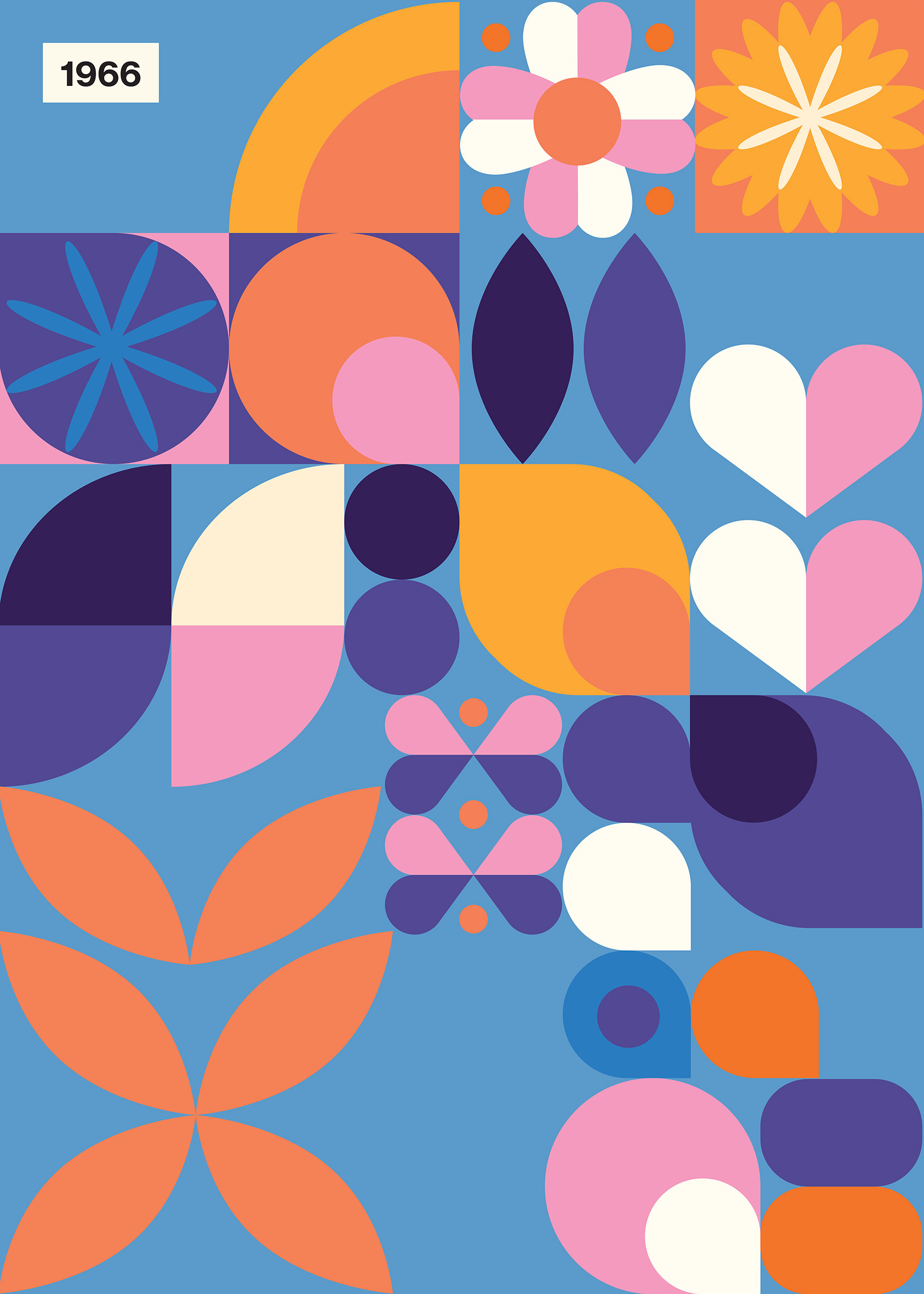 Abstract Garden 1966 Blue Poster - Abstract illustration (30x40 cm)