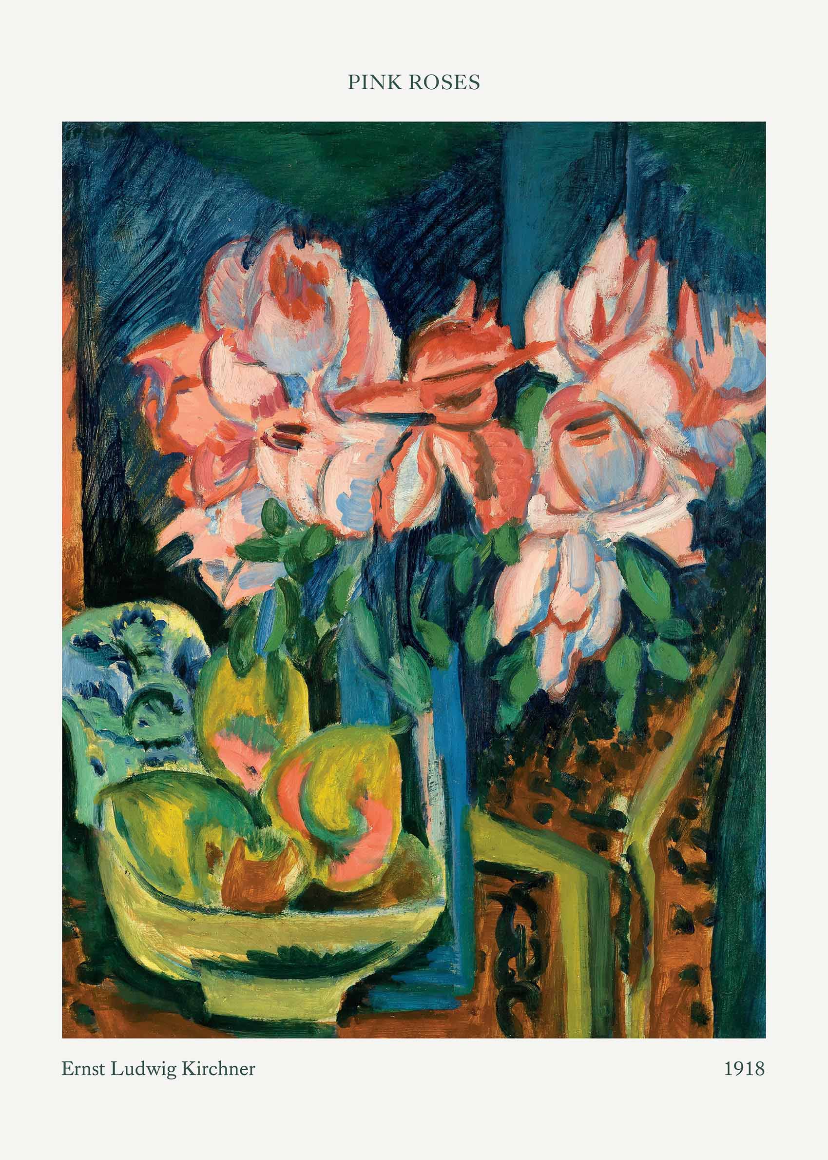 Pink Roses Poster - Blumenmalerei (30x40 cm)