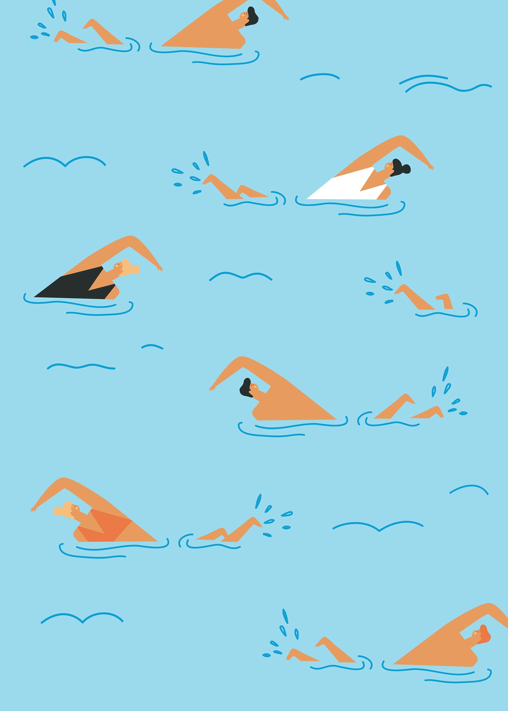 Let's Go Swimming Poster - Swimmer illustration (30x40 cm)