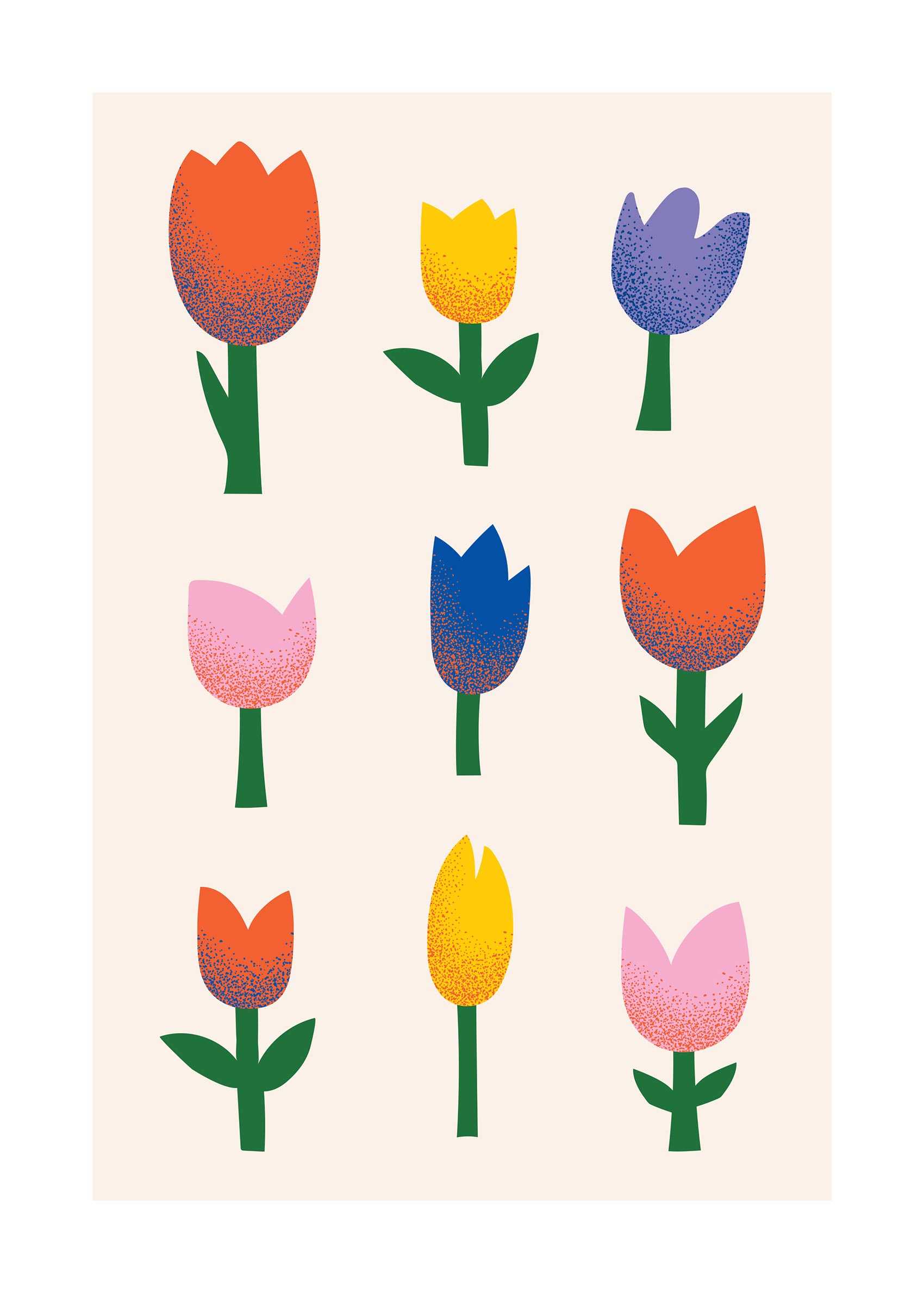 Tulip Pattern Poster - Flower illustration (30x40 cm)