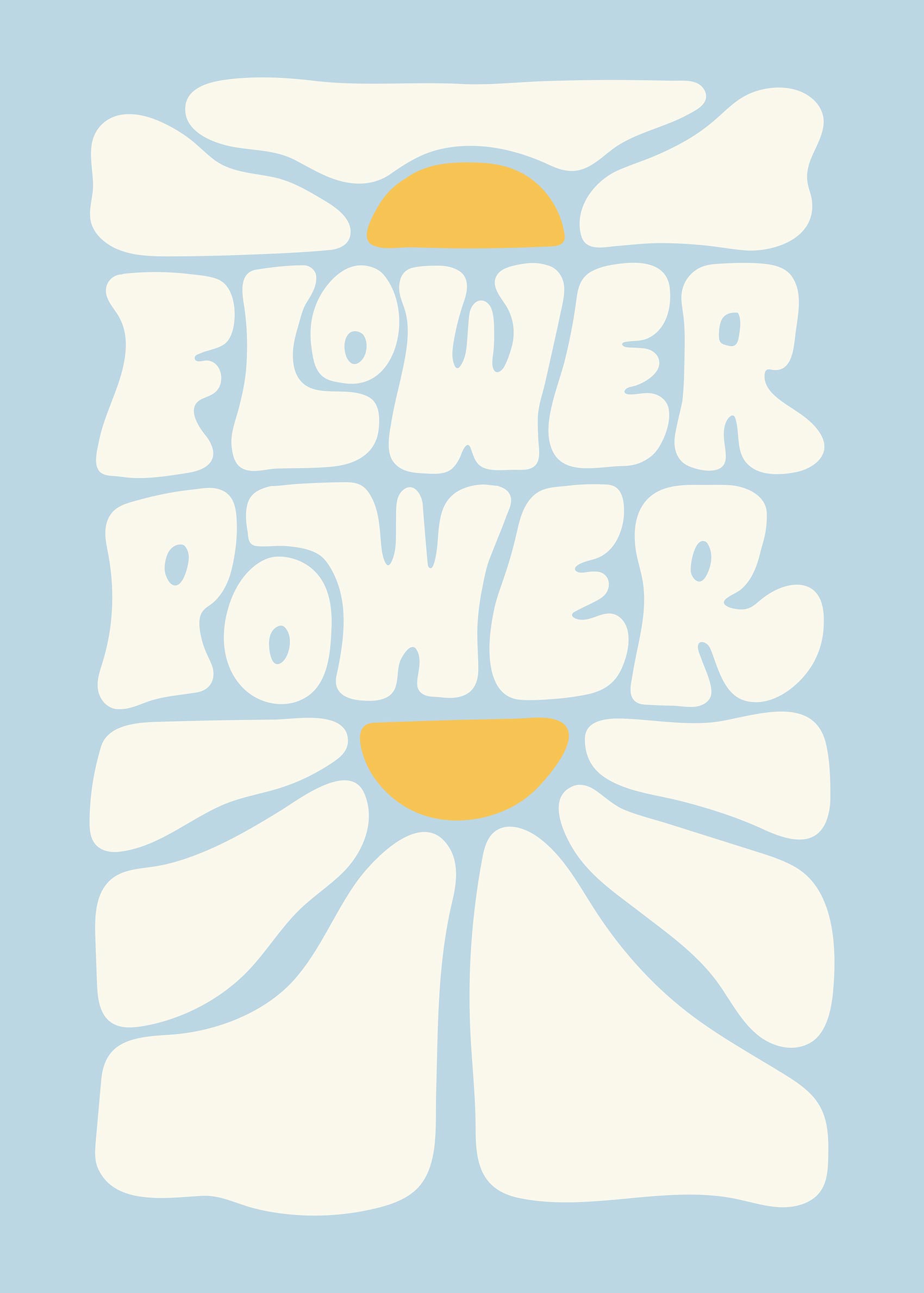 Flower Power Poster - Typography illustration (50x70 cm)