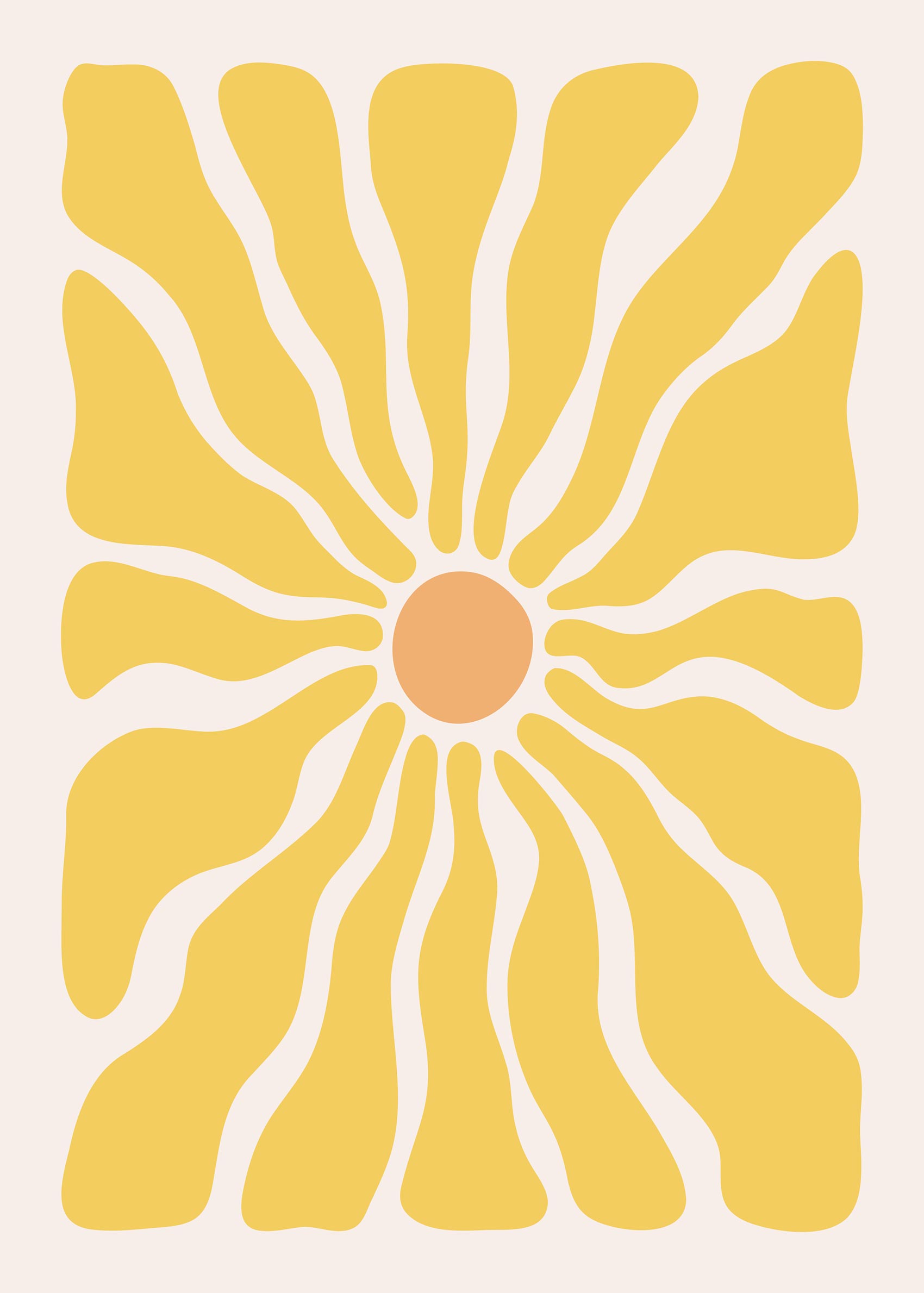 Groovy Flower Poster - Abstract sun illustration (50x70 cm)