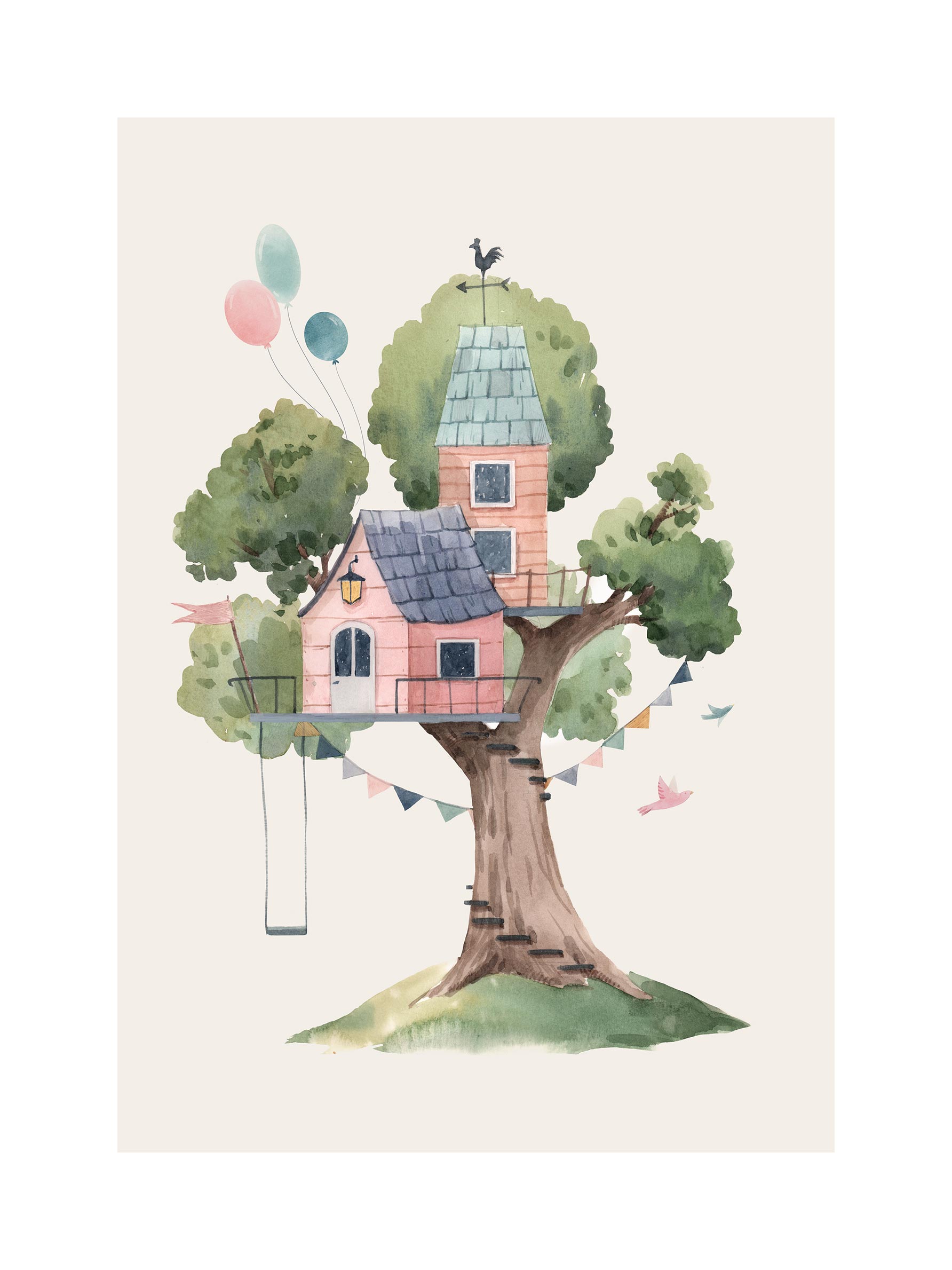 My Tree House Poster - Baumhaus-Illustration (40x50 cm)