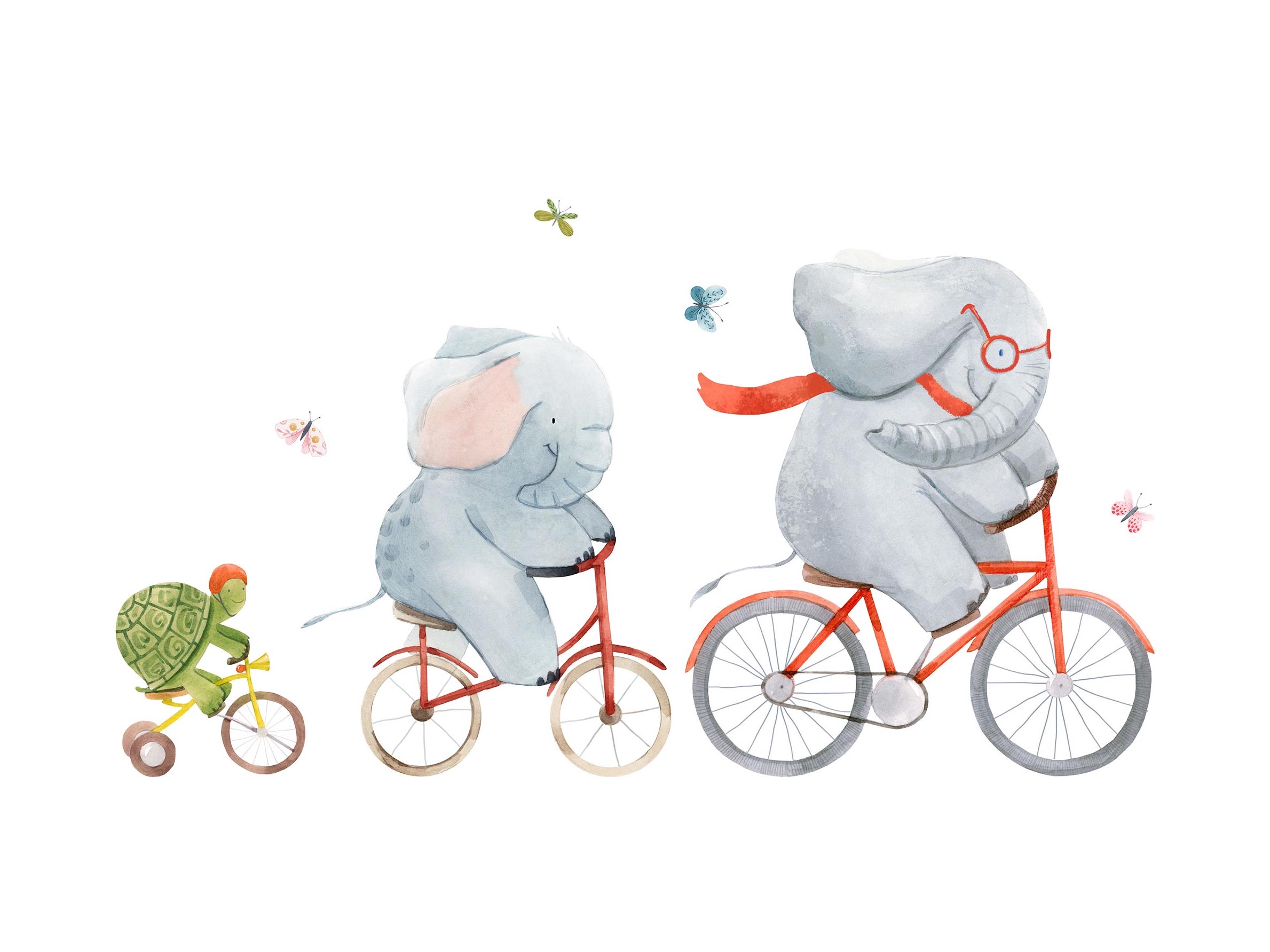 Ride With Me Poster - Elefanten Illustration (30x40 cm)