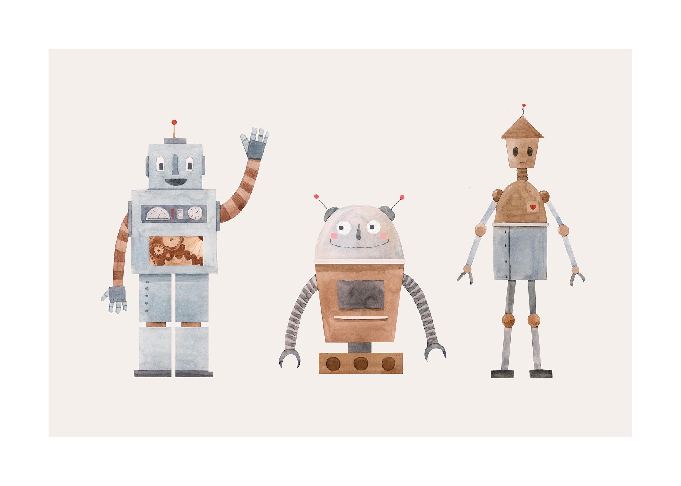 Robot Friends Poster - Robot illustration (30x40 cm)