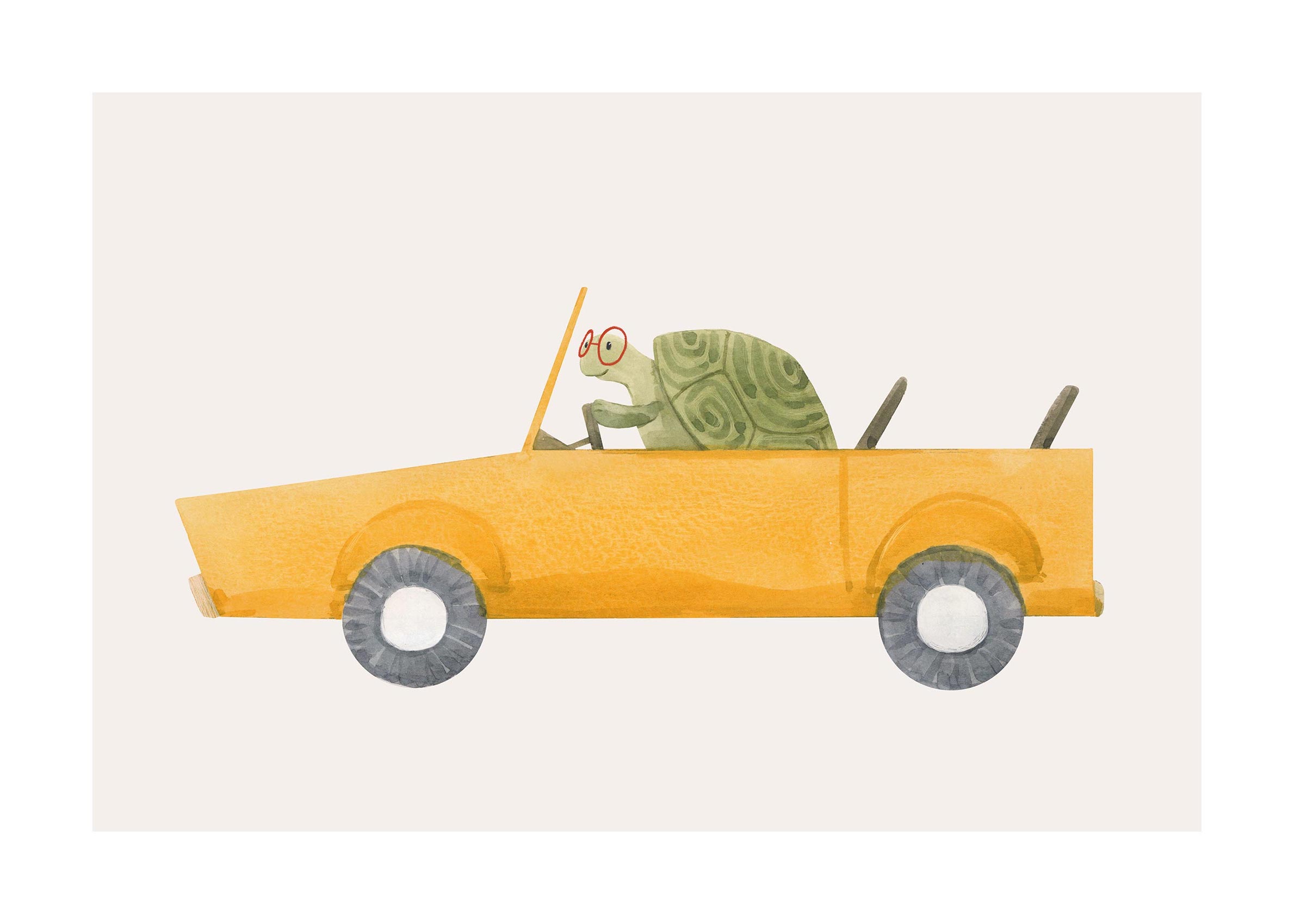 Turtle Ride plakat - Dyreillustration (30x40 cm)