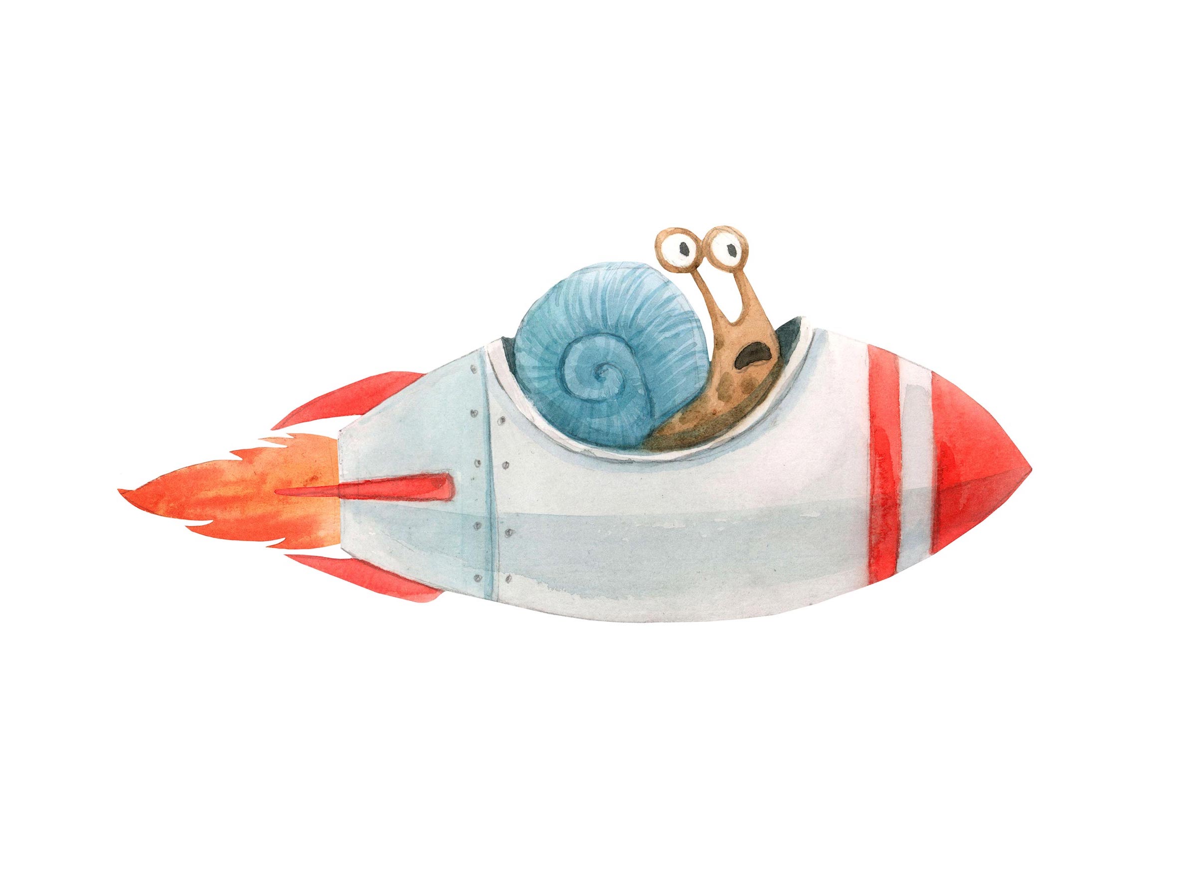 Speedy Snail plakat - Dyreillustration (30x40 cm)