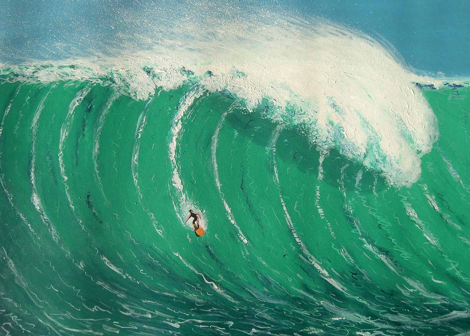 The Big Wave Poster - Surfer painting (40x50 cm)