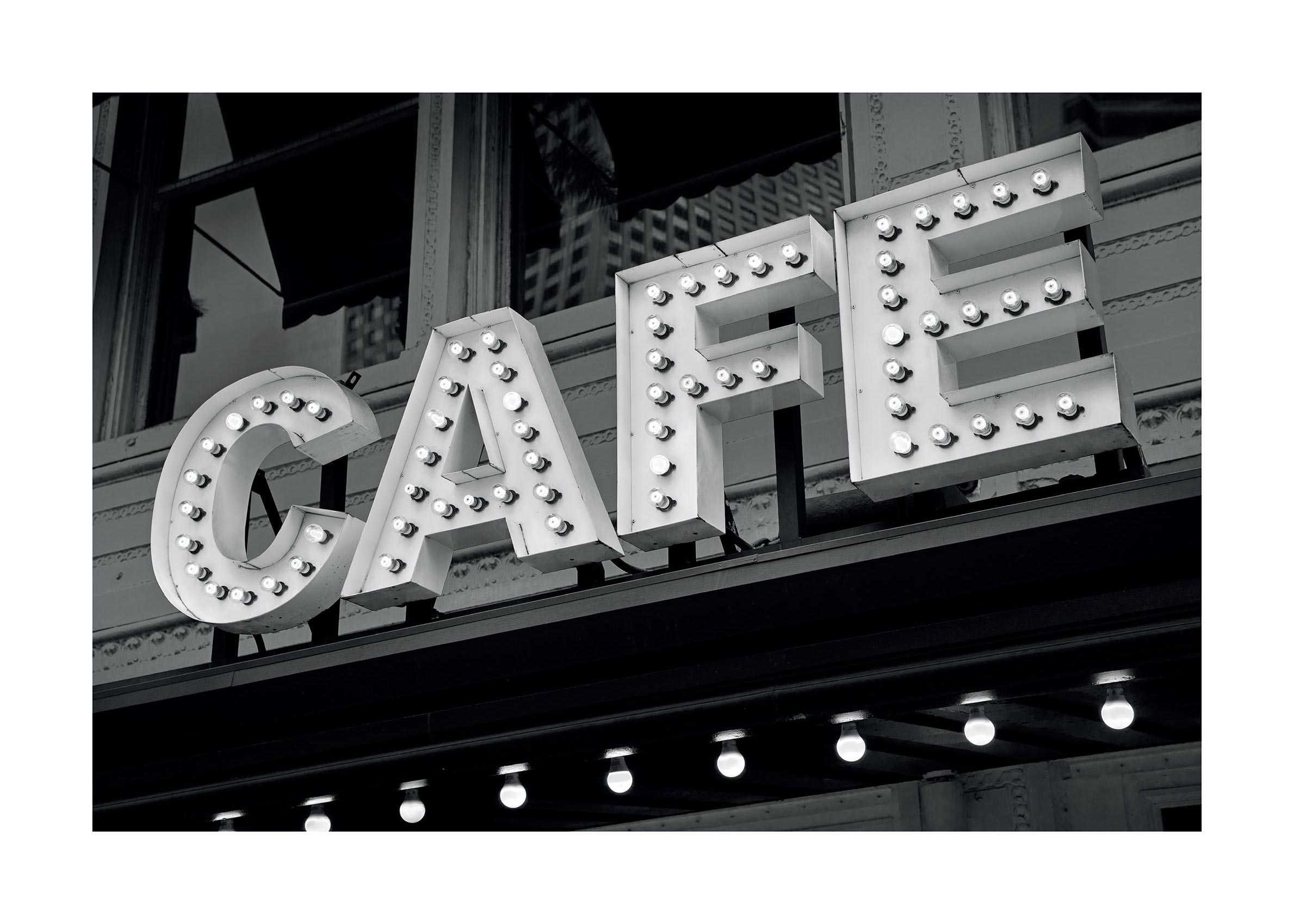 Paris Café Poster - Black and white typography illustration (30x40 cm)