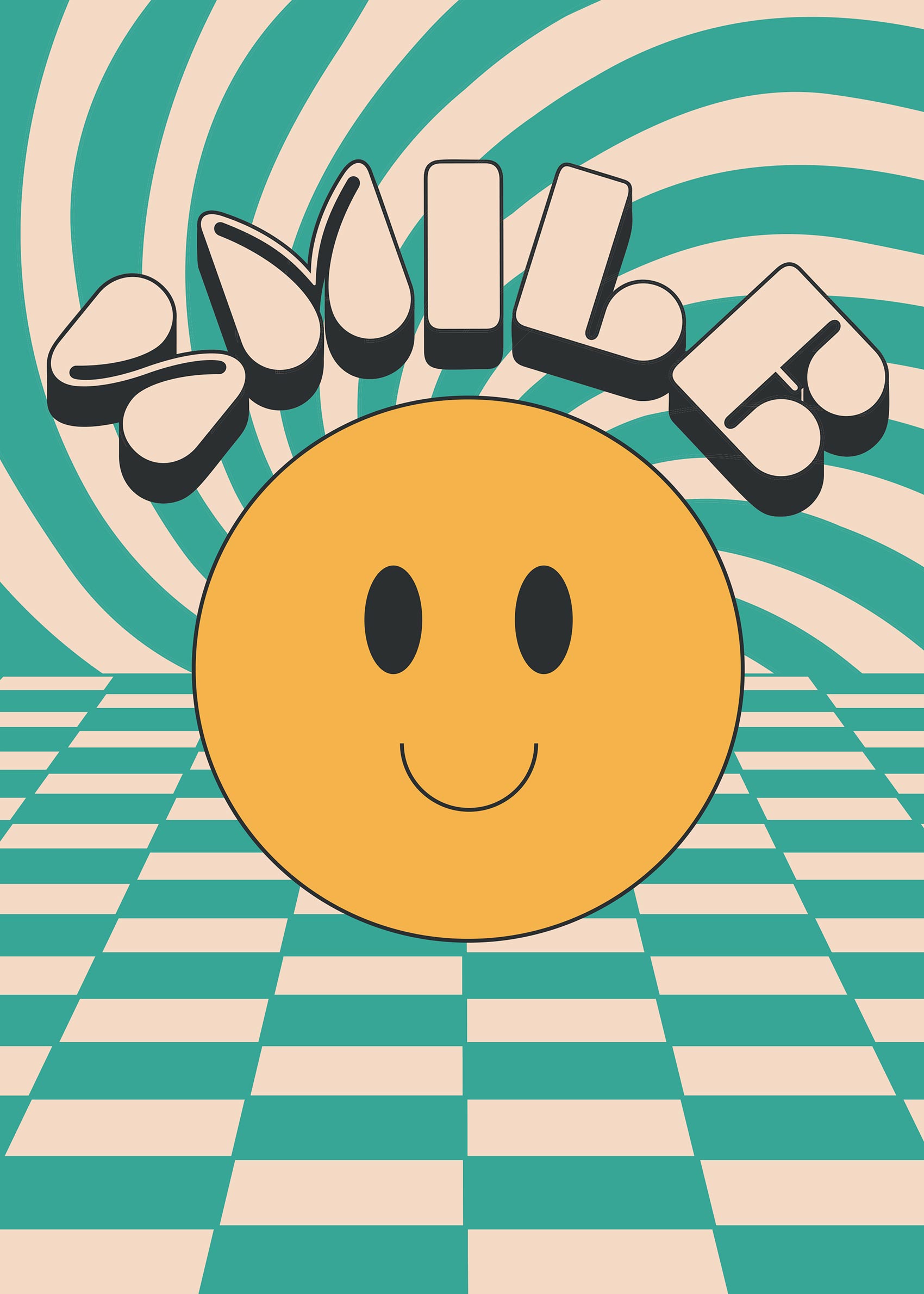 Catch My Smile Poster - Smiling face illustration (50x70 cm)