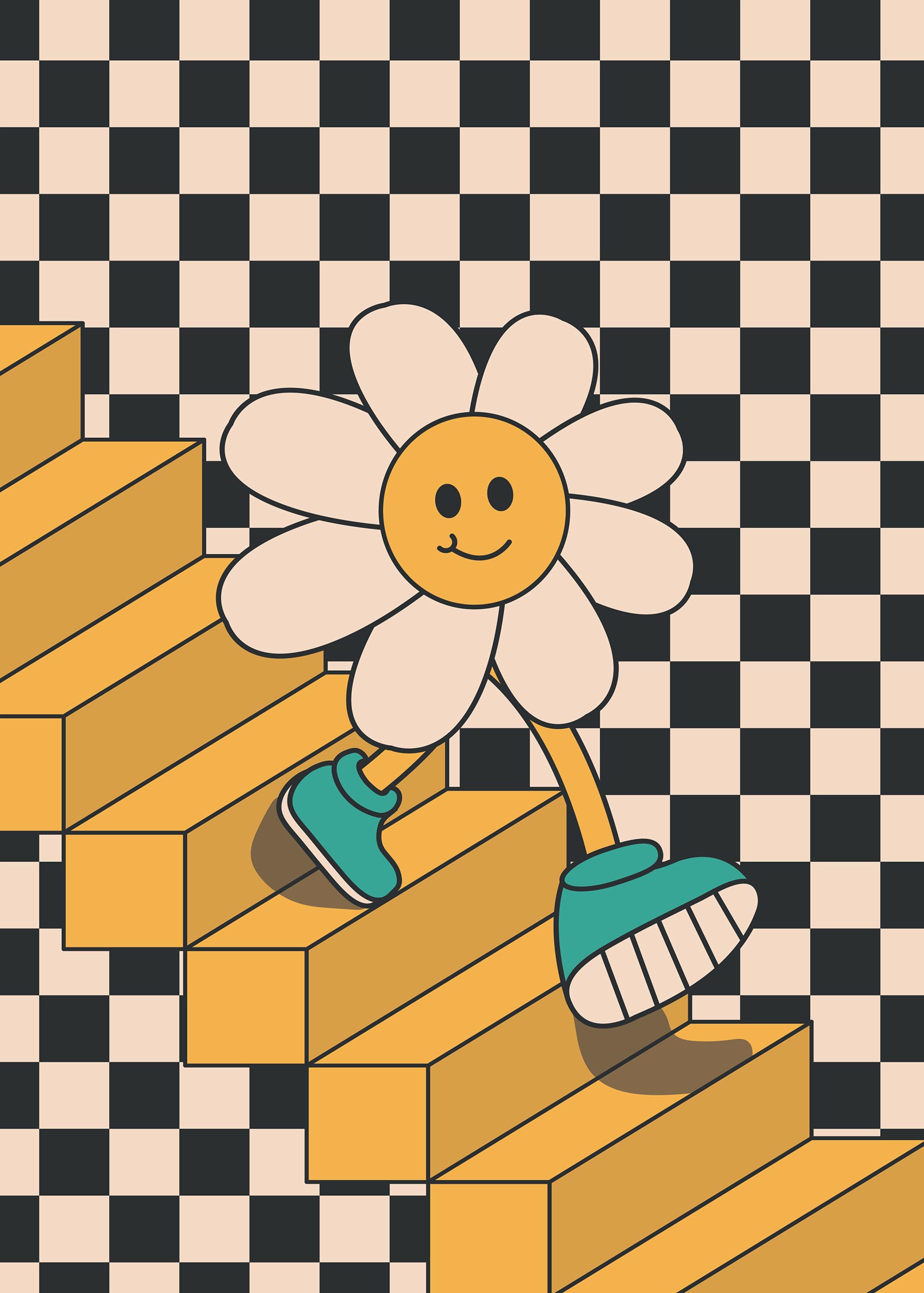 Walking Flower Poster - Figurenillustration (50x70 cm)