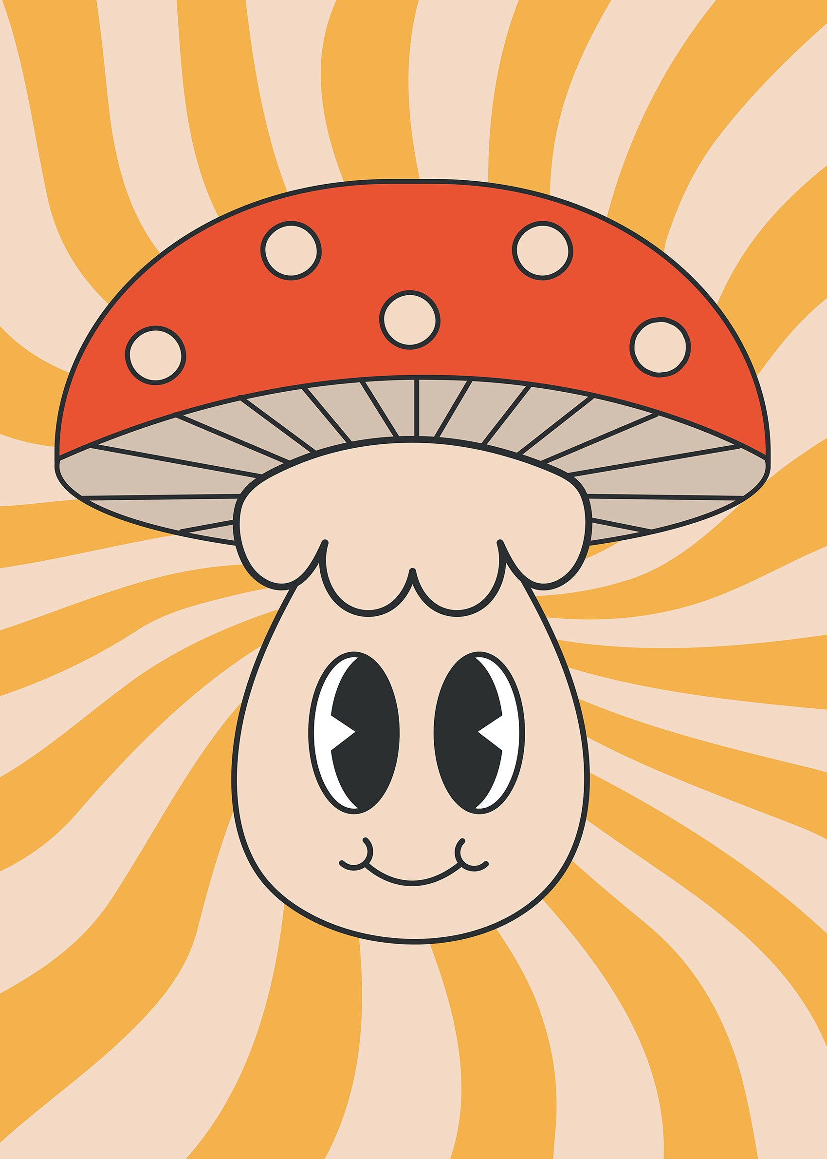 Mushroom Swirl Poster - Mushroom illustration (21x30 cm)