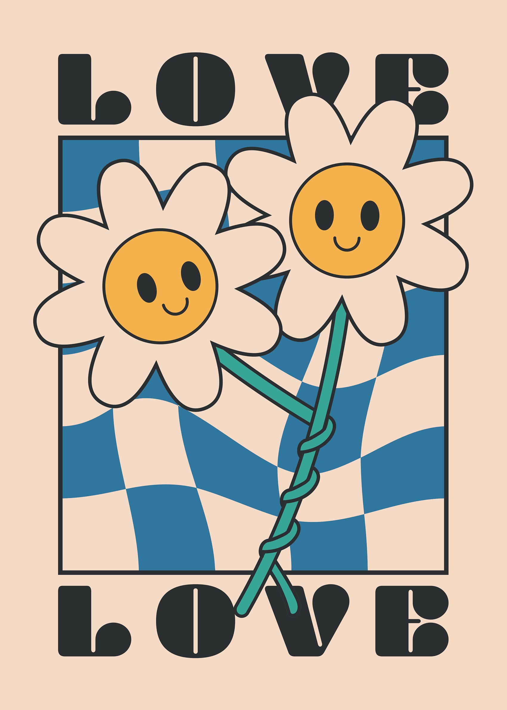 Flower Love Poster - Floral illustration (21x30 cm)