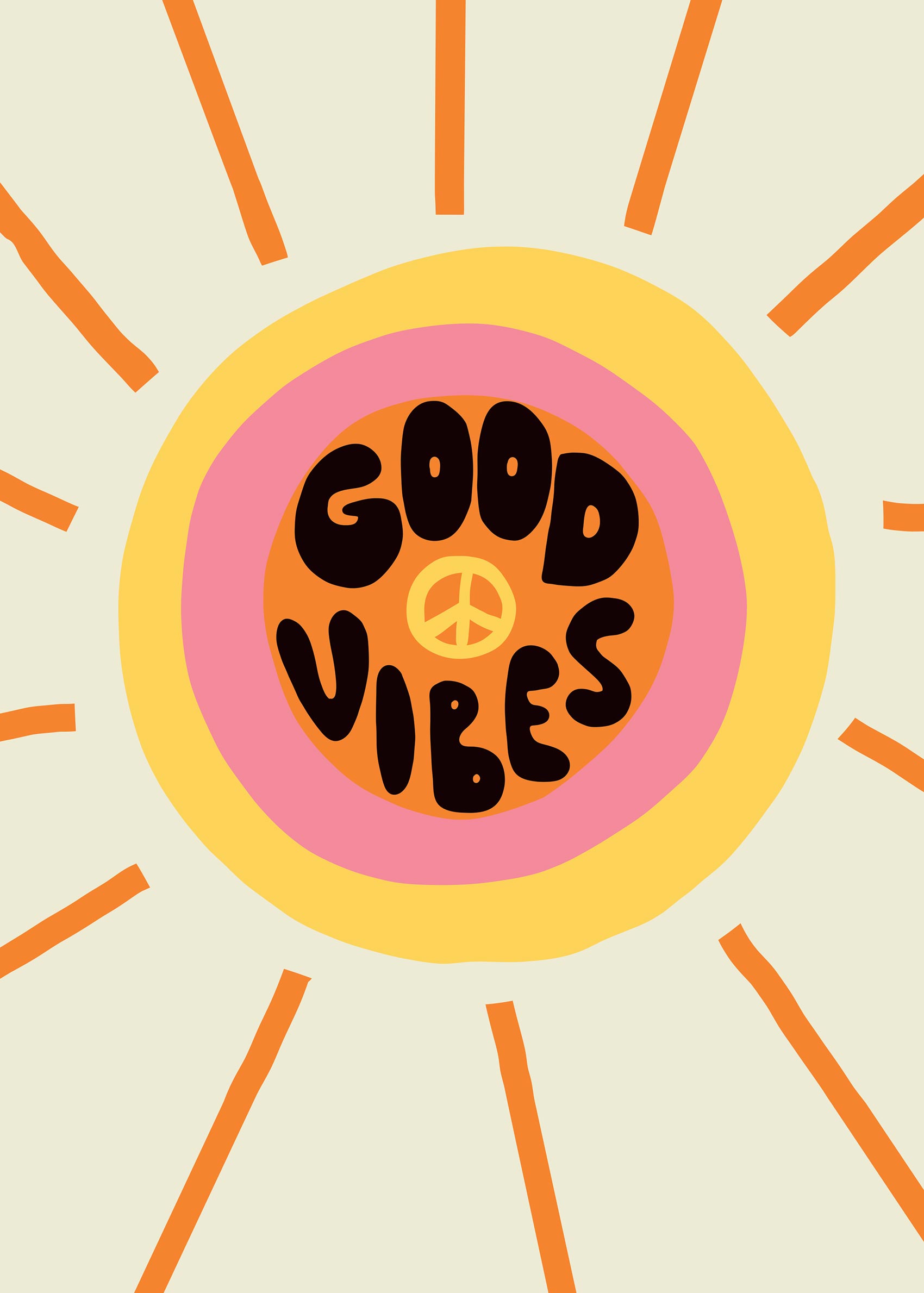 All Good Vibes poster - Typography illustration (50x70 cm)