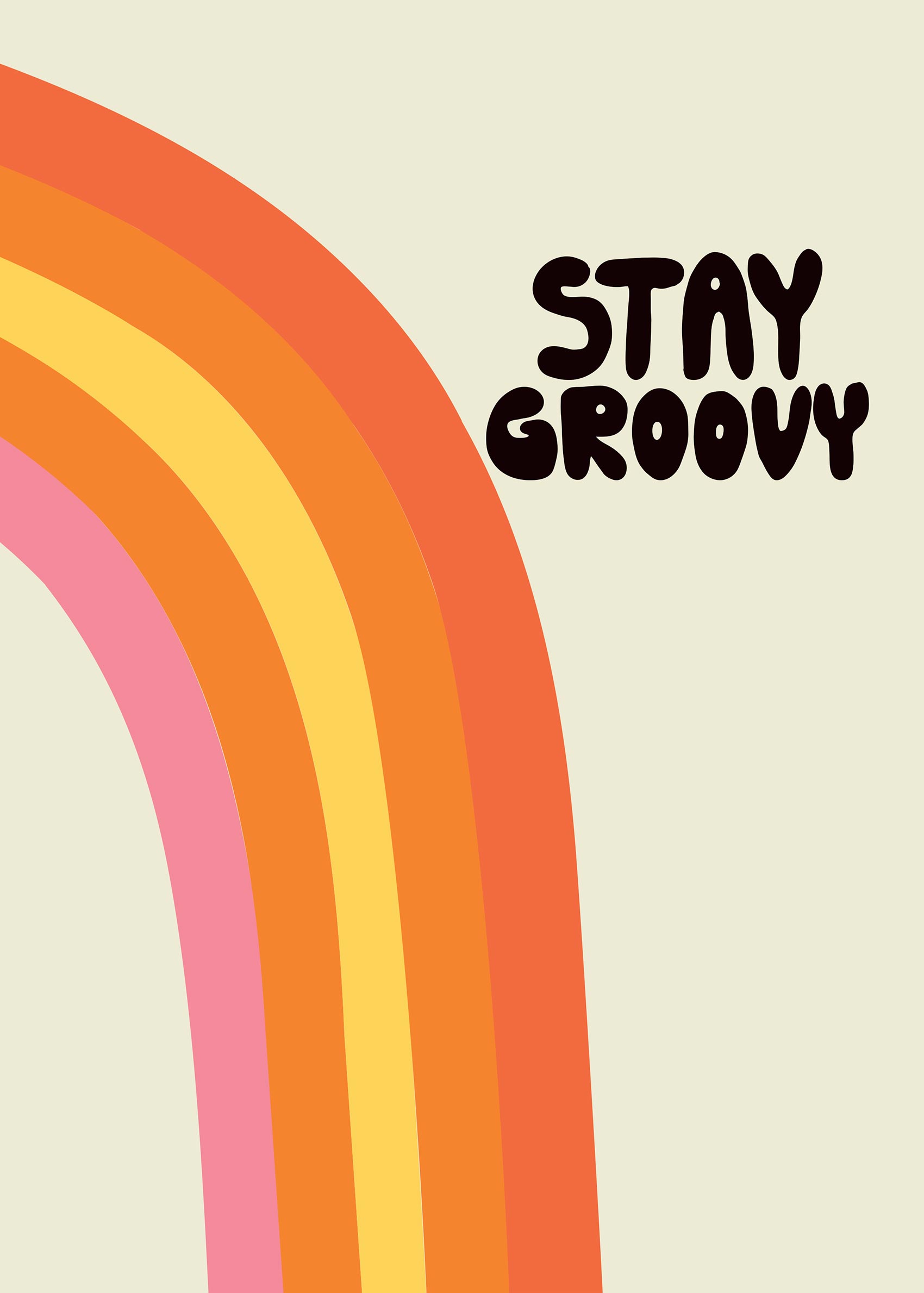 Stay Groovy plakat - Regnbueillustration (21x30 cm)