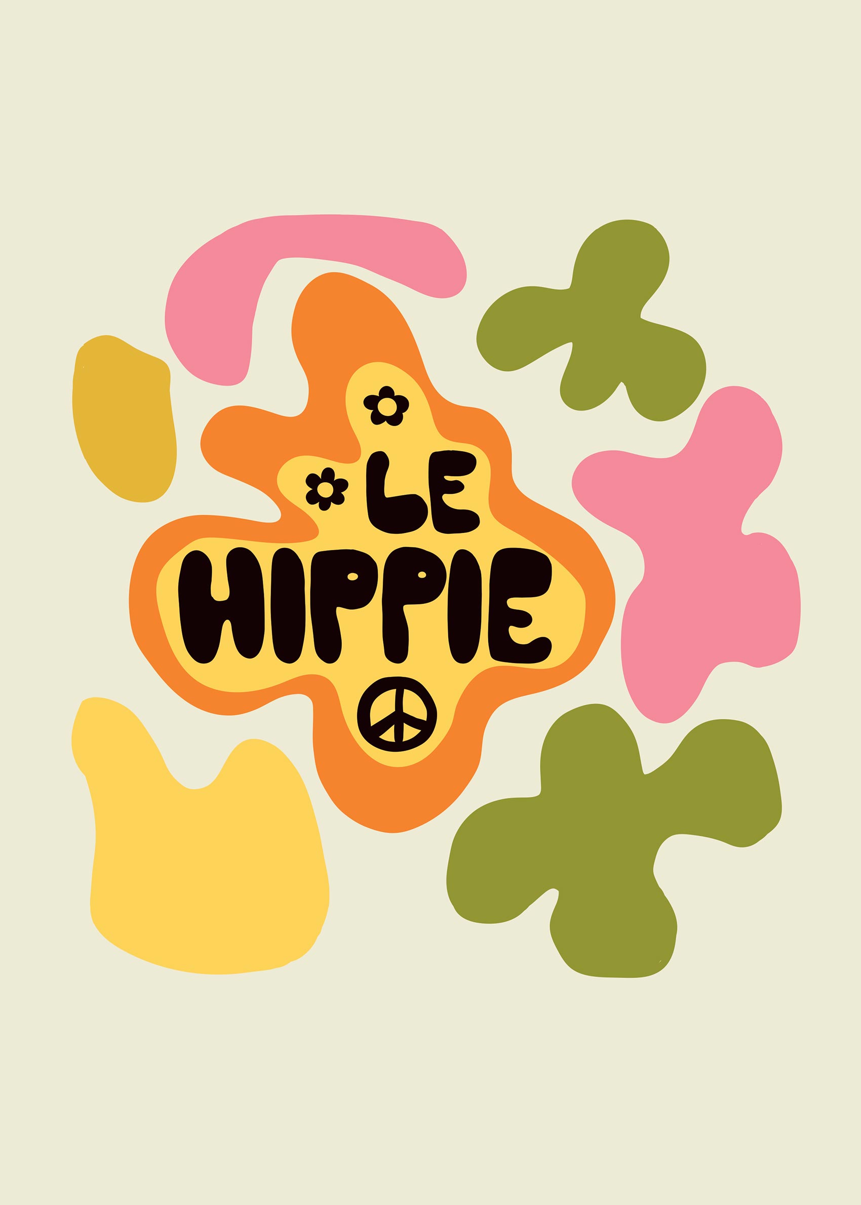 Le Hippie Poster - Typografisk illustration (21x30 cm)