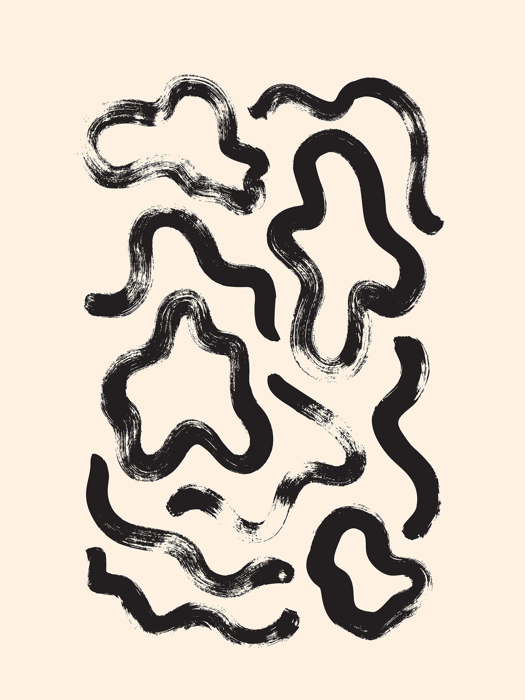 Curly Lines plakat - Abstrakt illustration (30x40 cm)