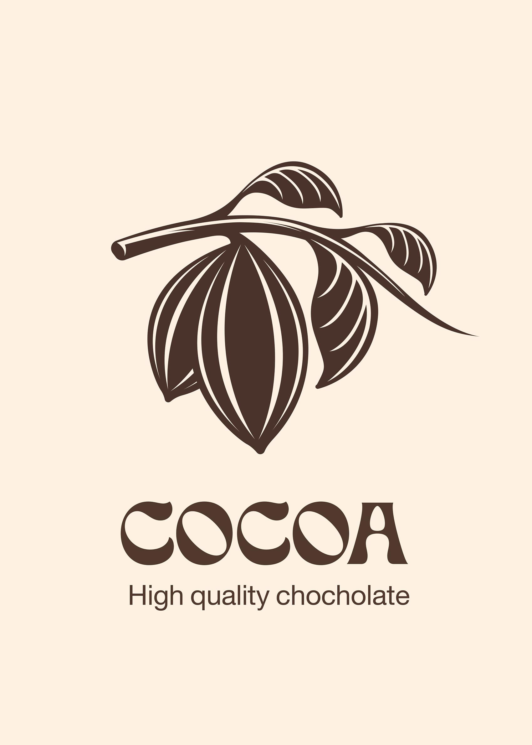Cocoa Chocolate Poster - Botanische Grafik (50x70 cm)