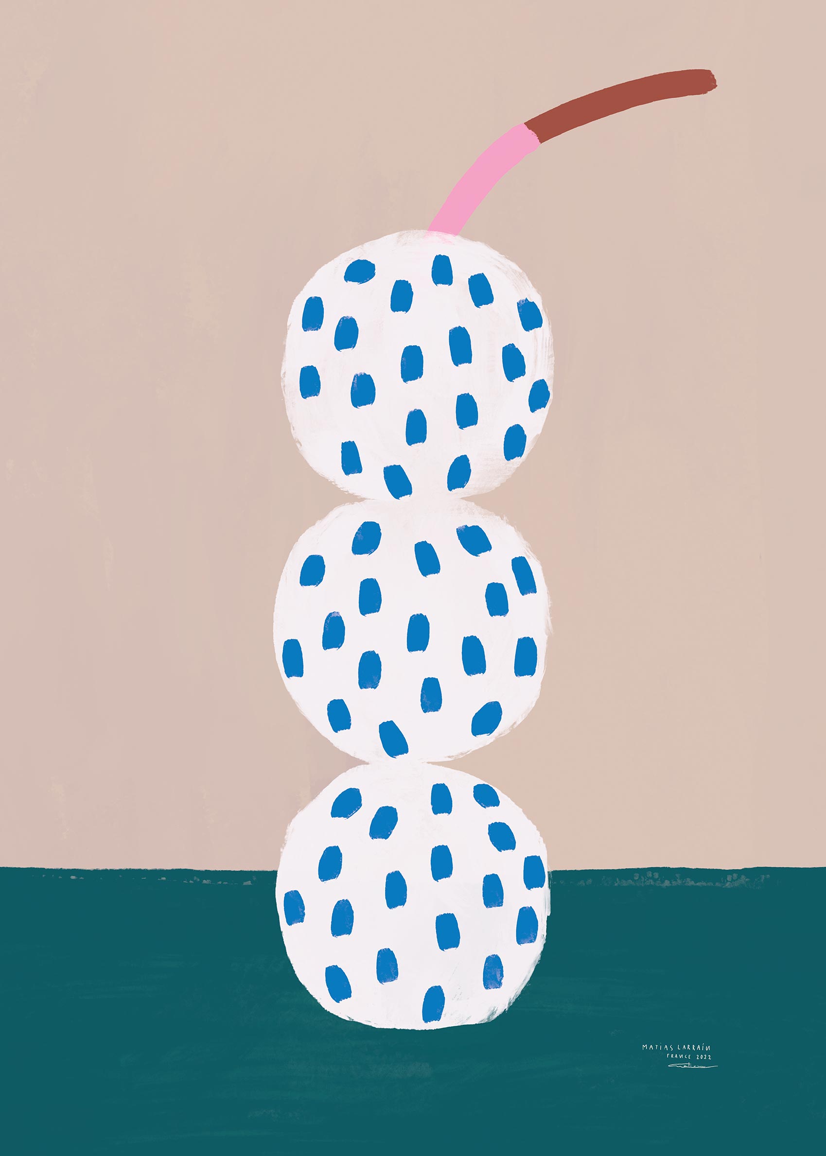 Polka Dot Vase Poster - Kirschillustration (30x40 cm)