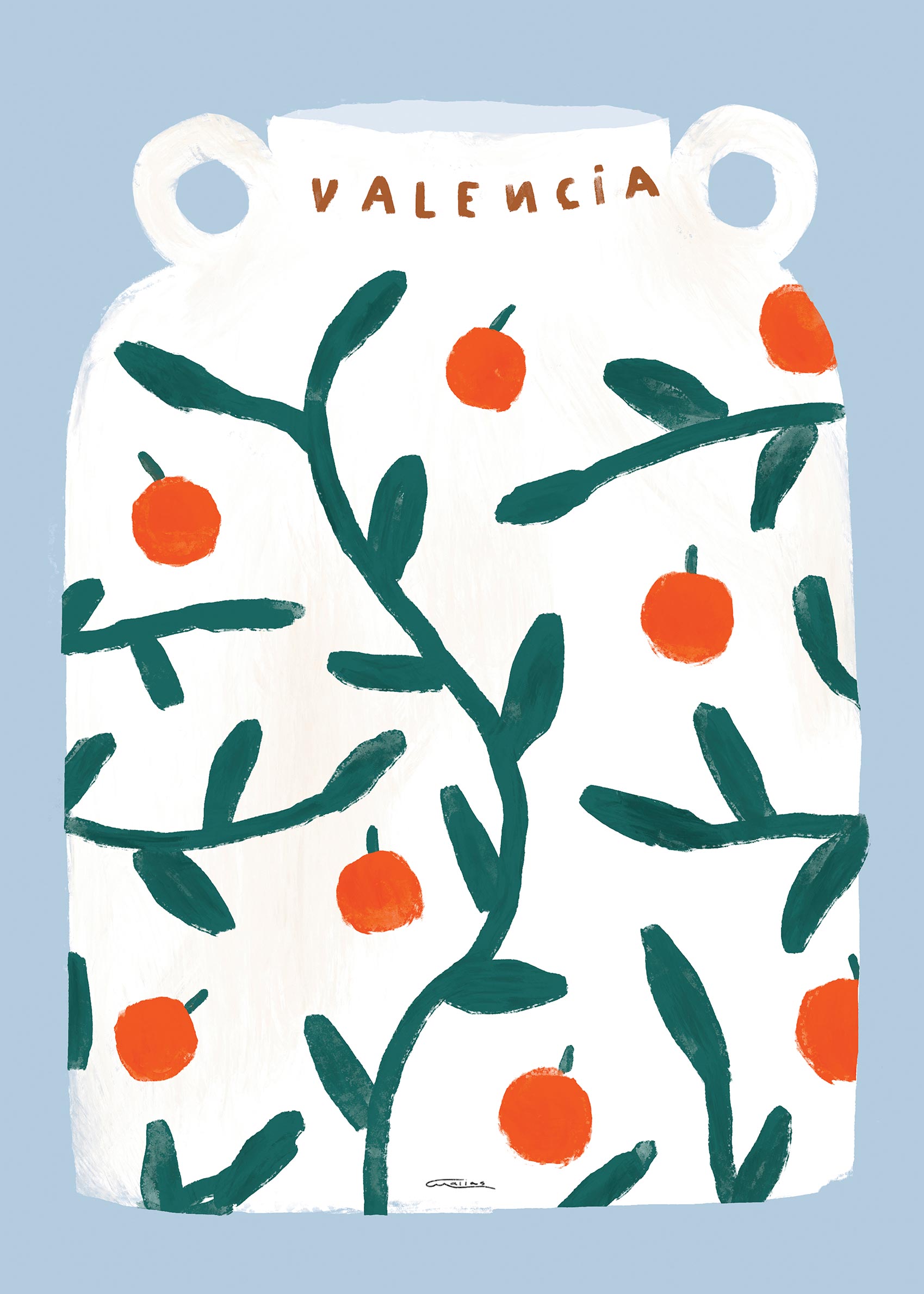 Vase Valencian Poster - Fruit illustration (30x40 cm)