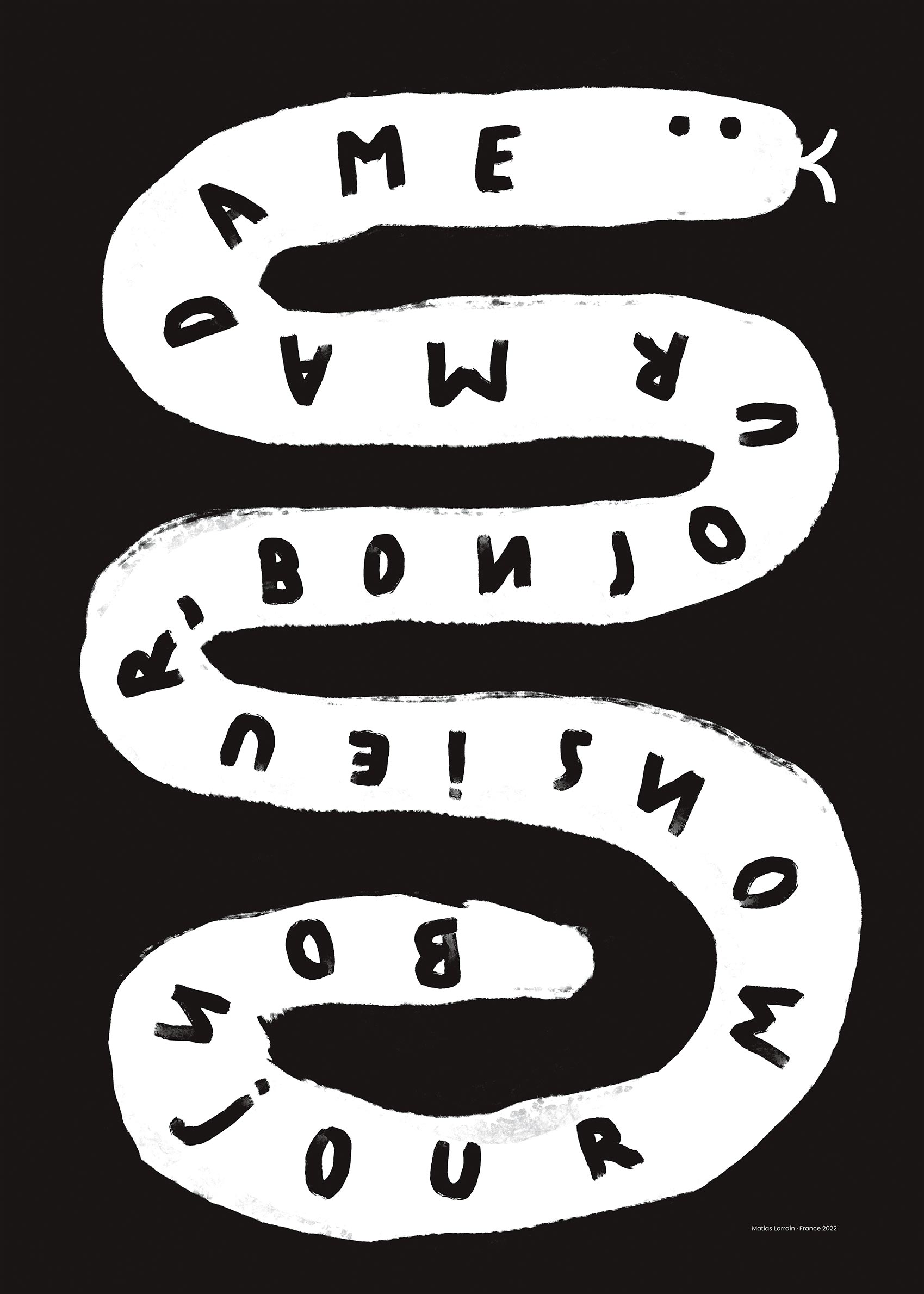 Bonjour Madame Et Monsieur Poster - Snake illustration (50x70 cm)