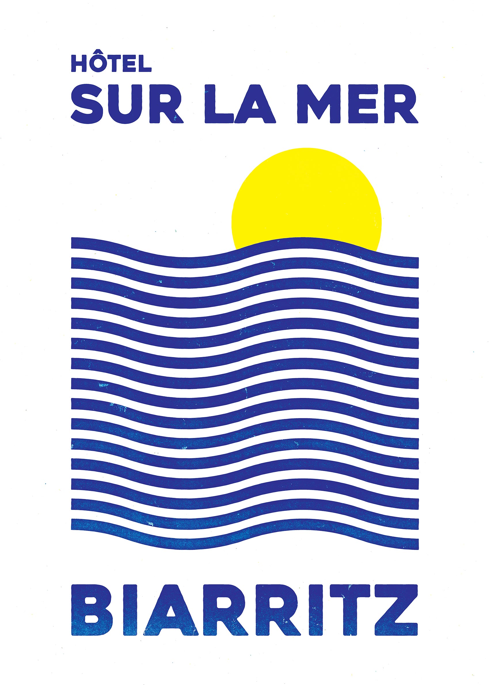 Hotel Sur La Mer Biarritz Poster - Coastal illustration (30x40 cm)