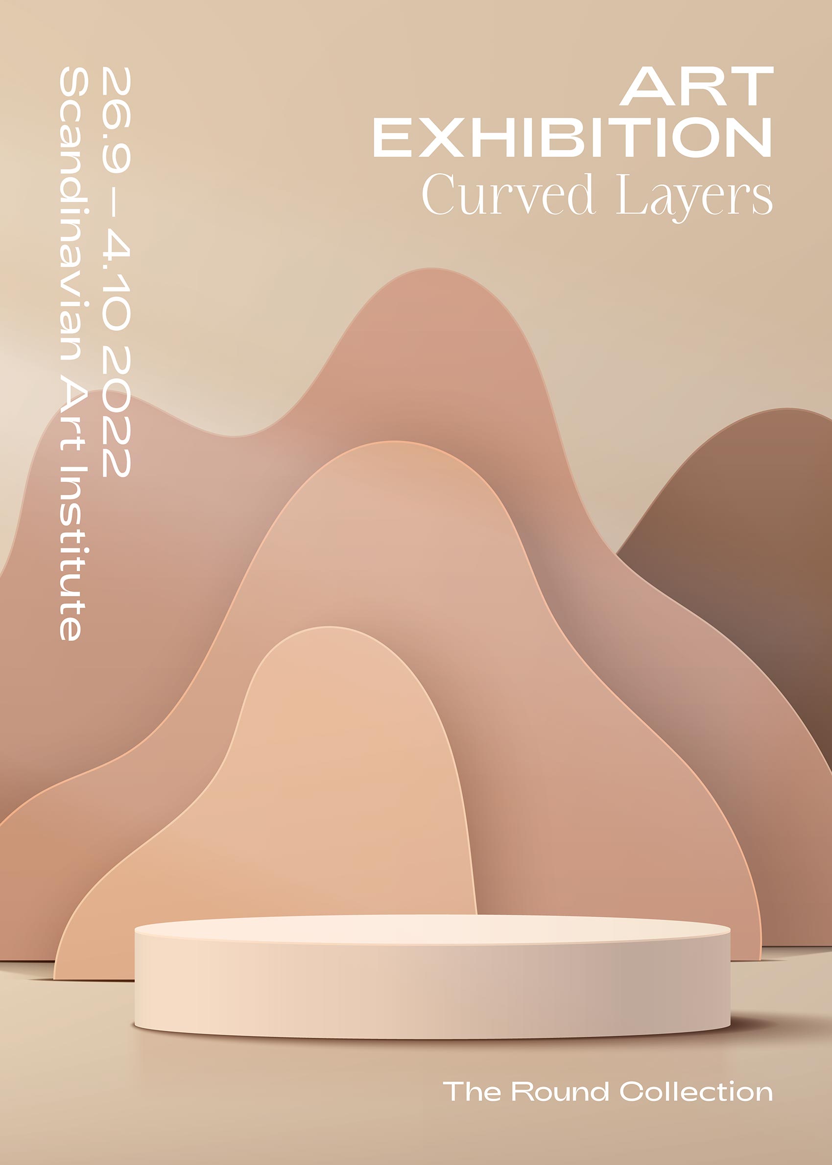 Curved Layers Beige Poster - Abstract illustration (50x70 cm)