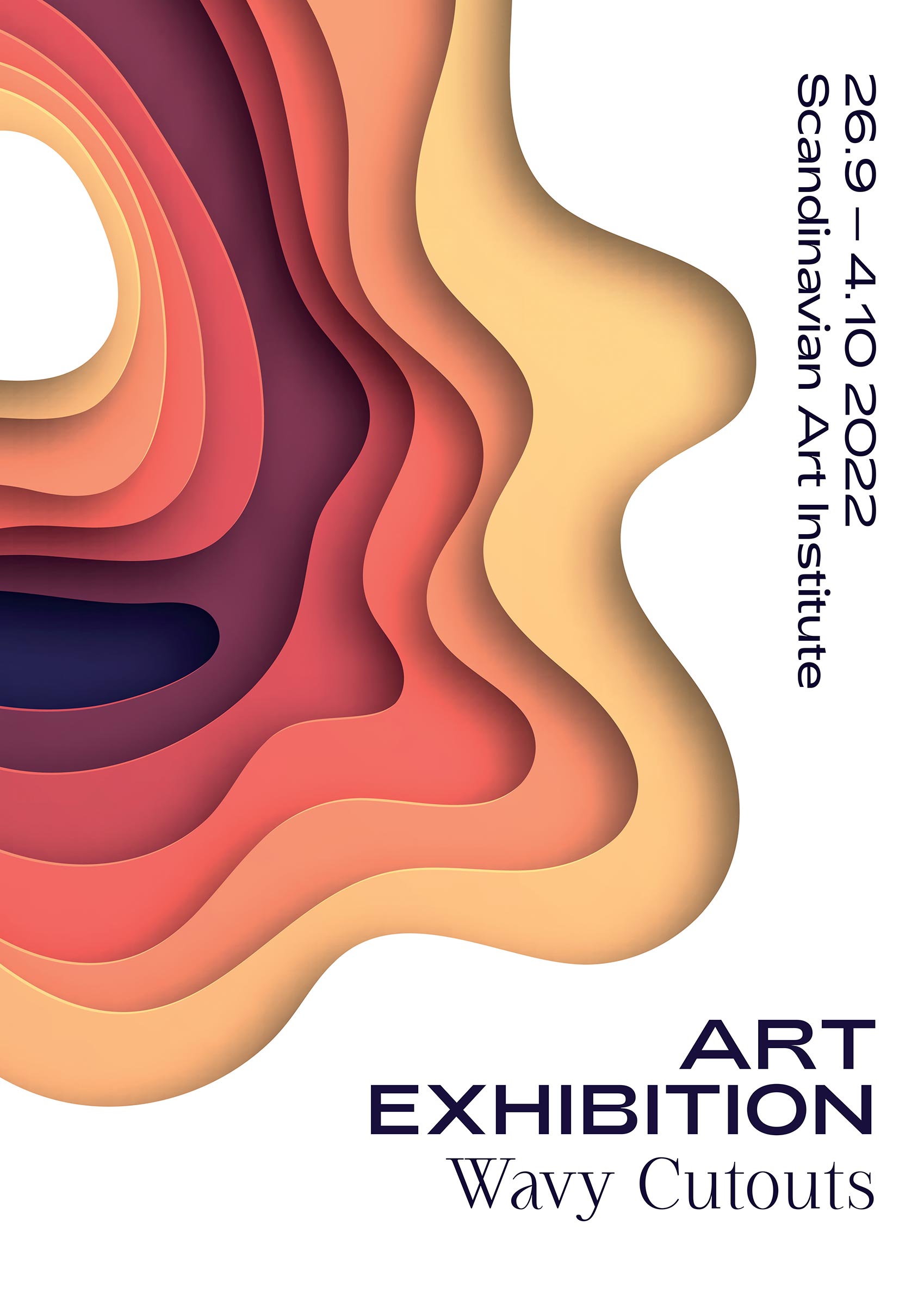 Wavy Cutouts Orange Poster - Abstract illustration (50x70 cm)