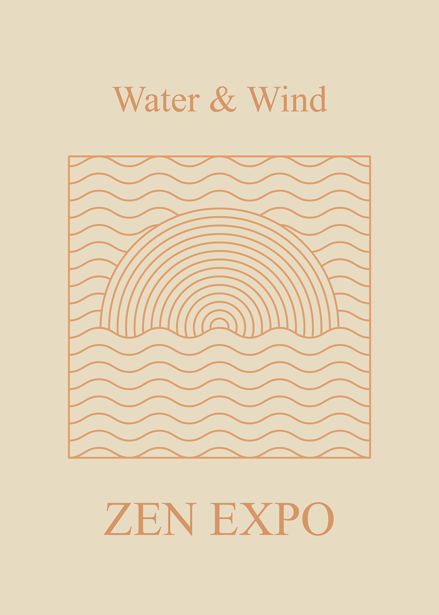 Zen Meditation Beige Poster - Abstract illustration (50x70 cm)