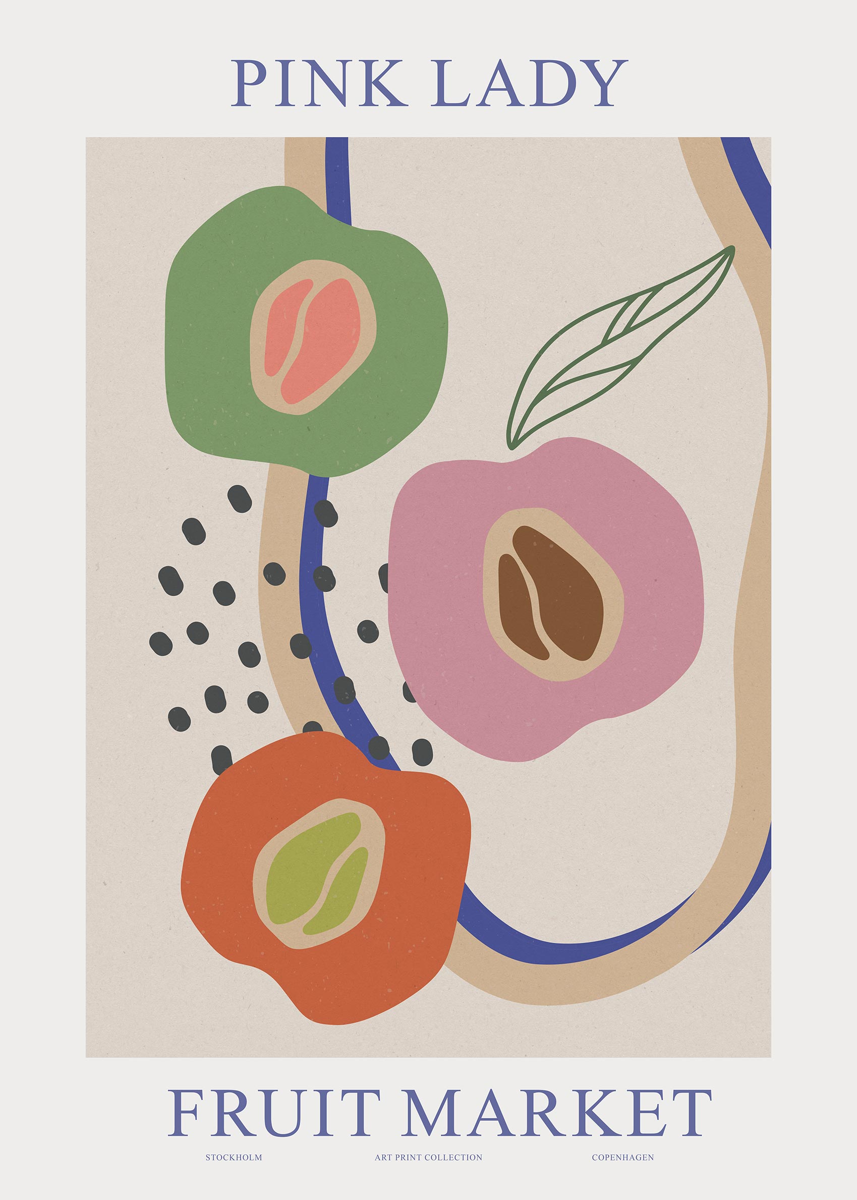 Fruit Market Apple Poster - Obst Illustration (30x40 cm)