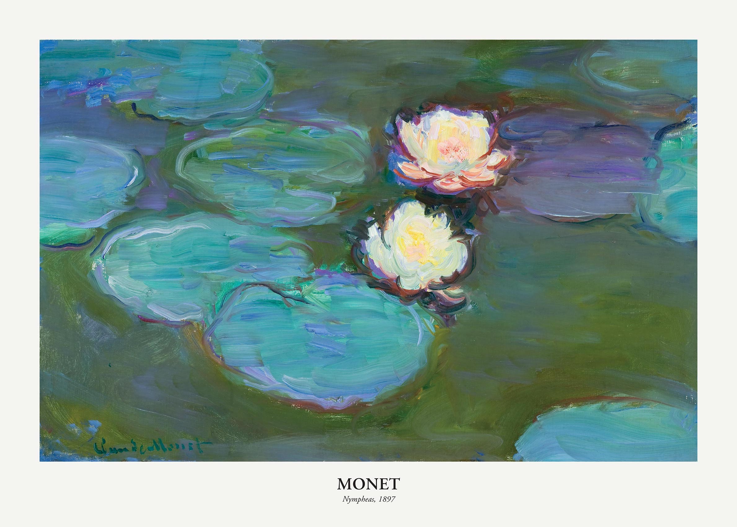 Nympheas by Claude Monet Poster - Water lily painting (21x30 cm)