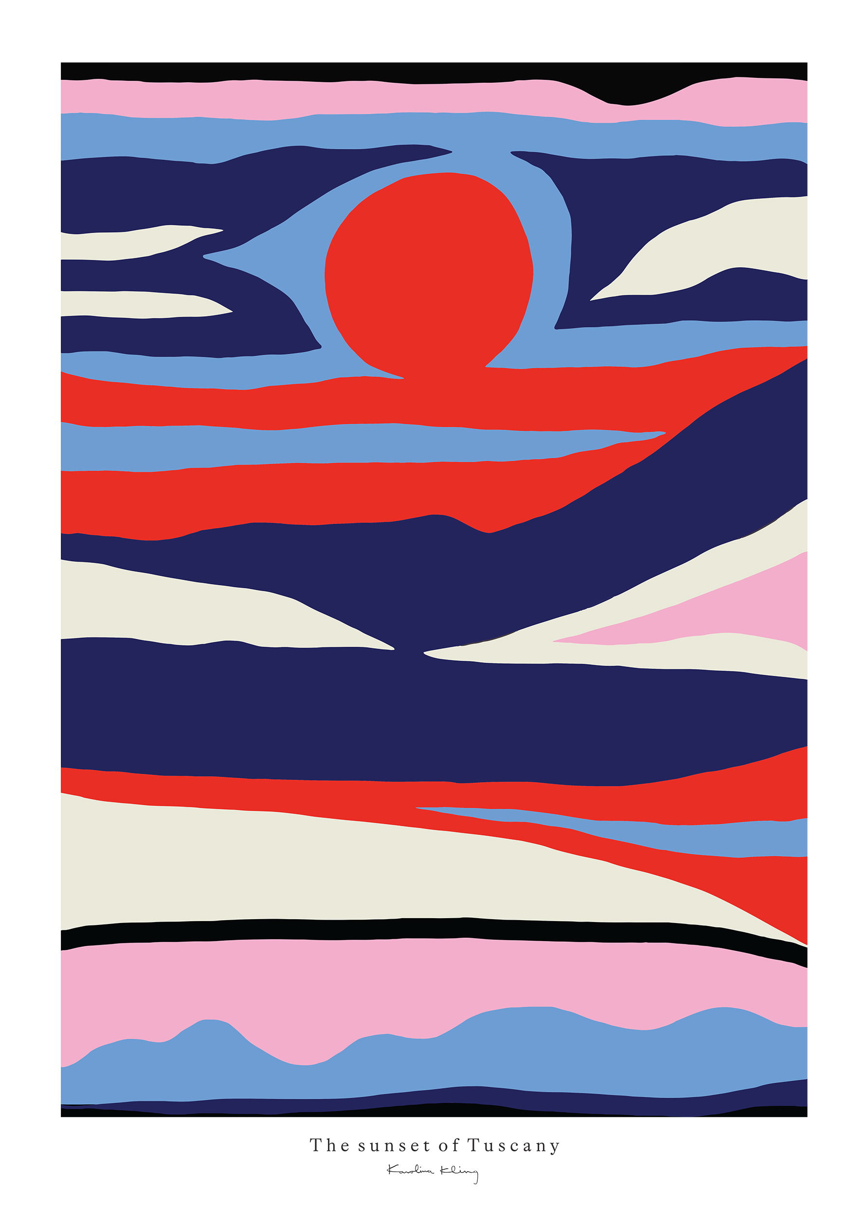 Sunset of Tuscany Poster - Abstract illustration (70x100 cm)