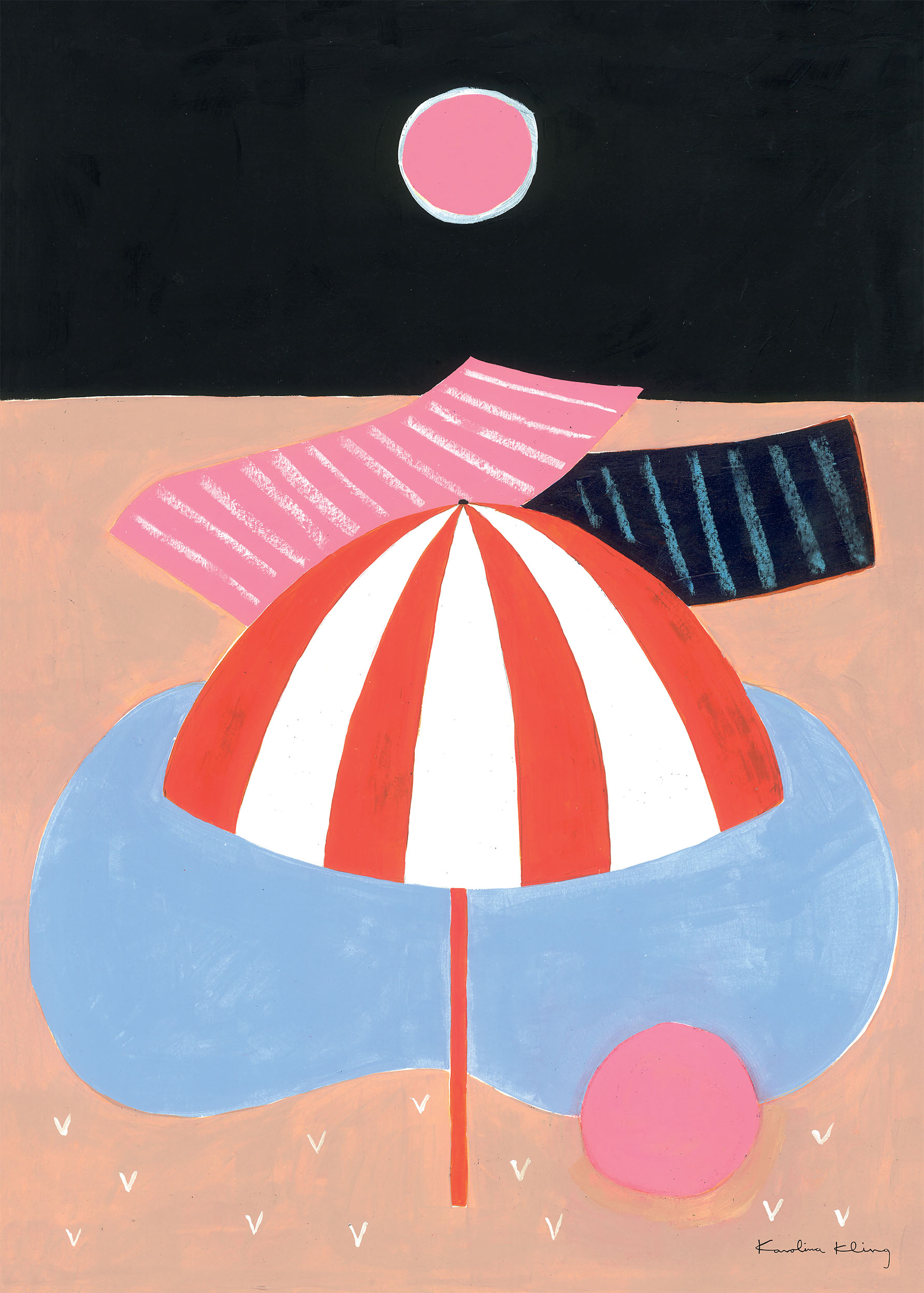 The Black Beach Poster - Abstract illustration (30x40 cm)
