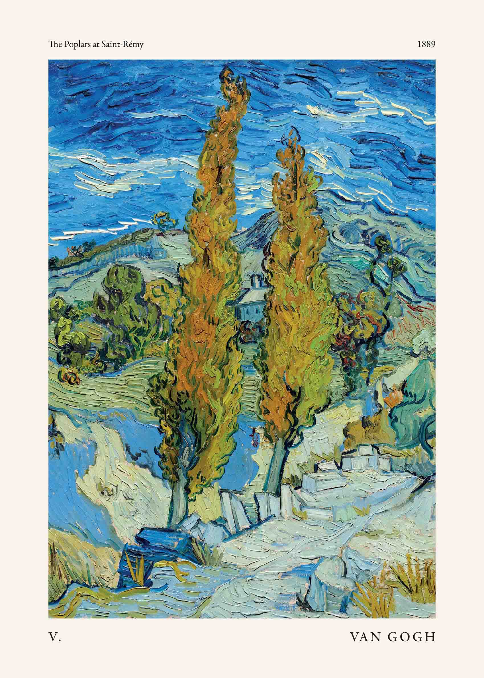 The Poplars at Saint-Remy by Vincent Van Gogh poster - Landscape painting (30x40 cm)