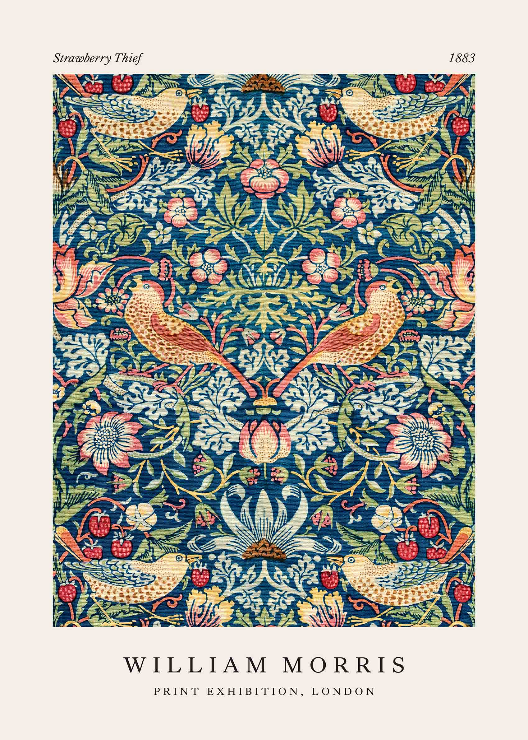 Strawberry Thief by William Morris Poster - Botanical illustration (50x70 cm)