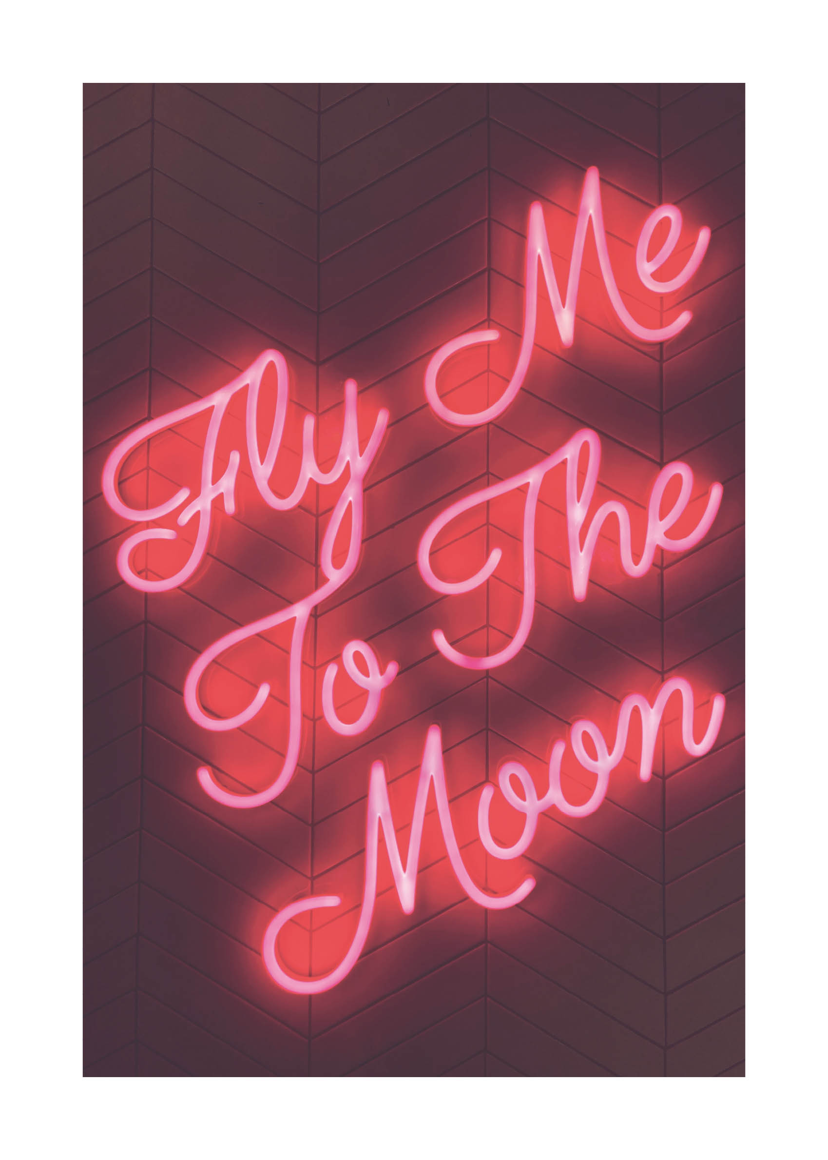 Fly Me Neon Poster - Typografie-Grafik (21x30 cm)