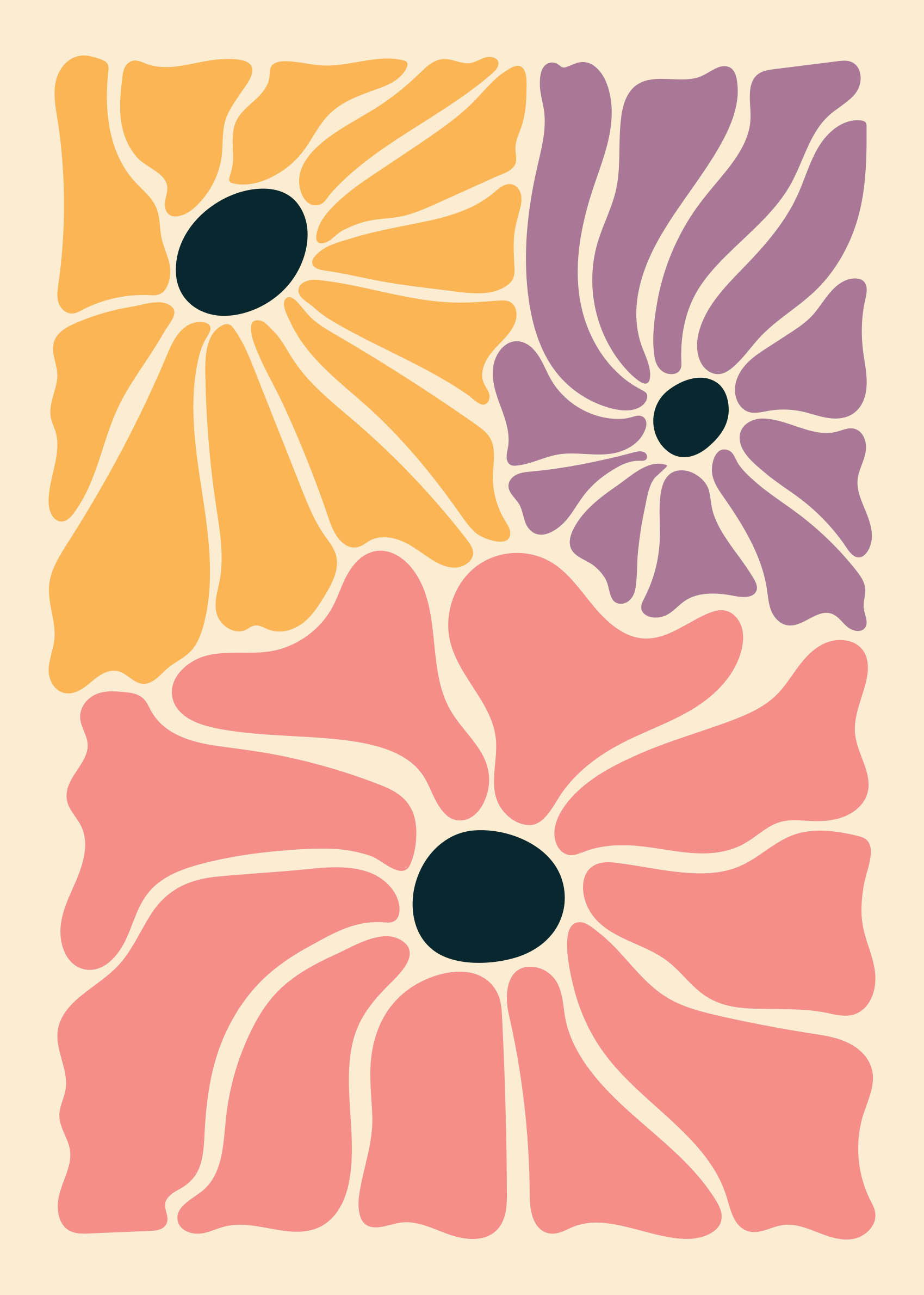 Pastel Petals Poster - Floral illustration (50x70 cm)
