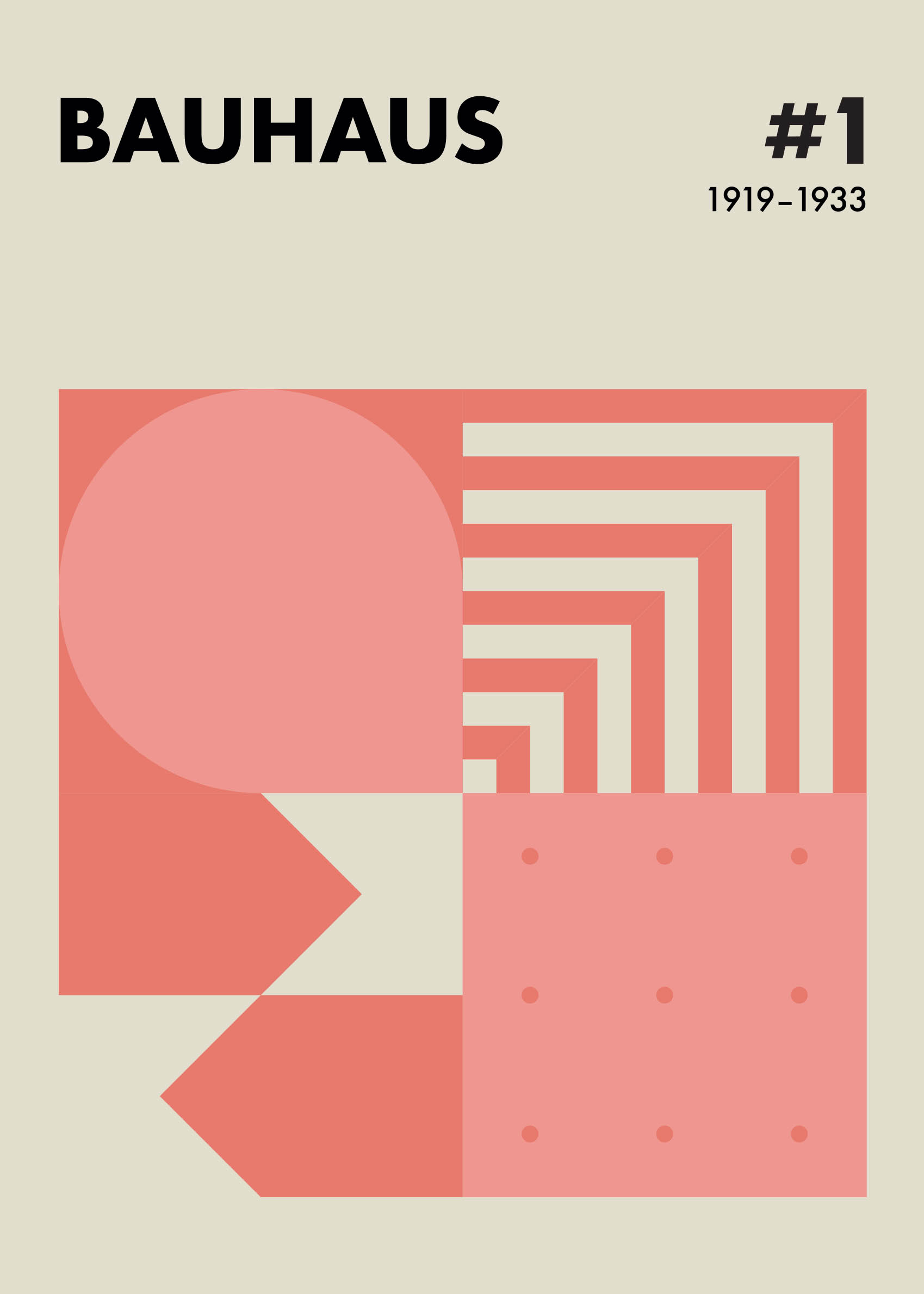 Bauhaus Geometry Red plakat - Abstrakt illustration (30x40 cm)