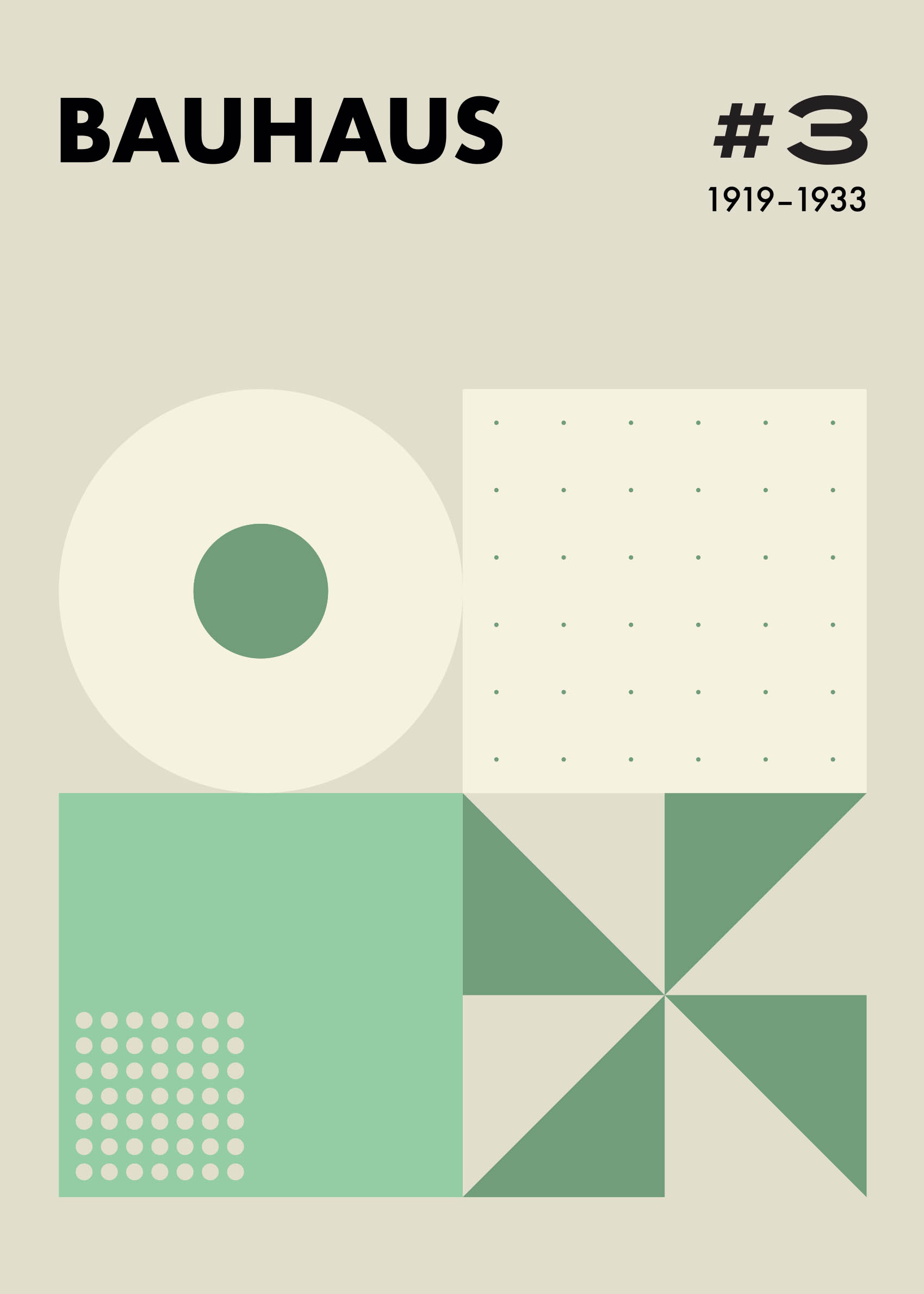 Bauhaus Geometry Green plakat - Abstrakt illustration (30x40 cm)