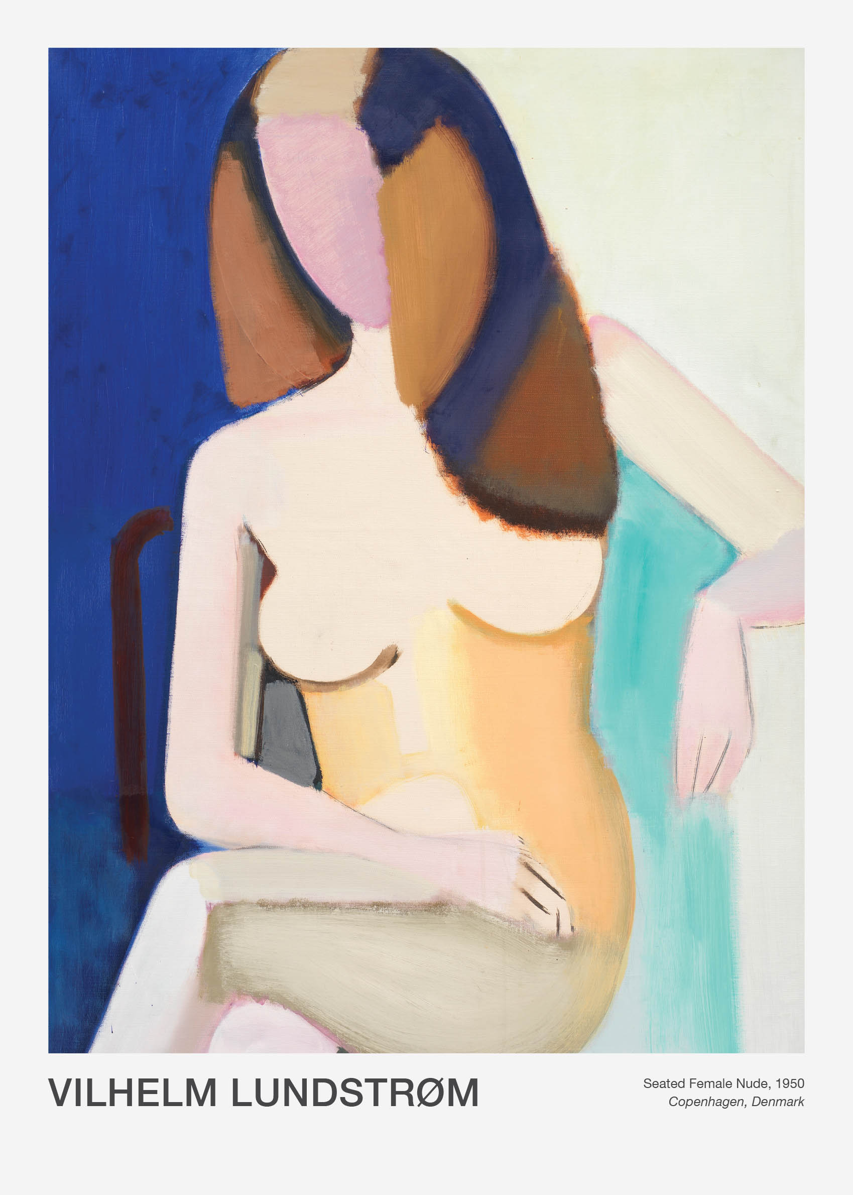 Seated Female Nude by Vilhelm Lundstrom Poster - Figure painting (70x100 cm)