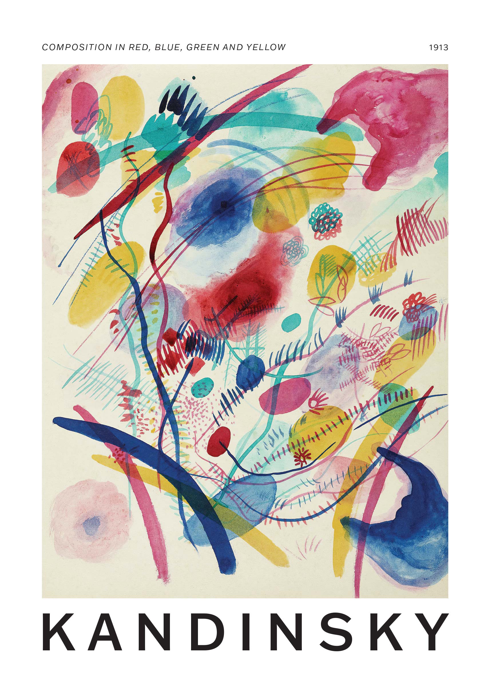 Composition by Wassily Kandinsky Poster - Abstract art print (50x70 cm)