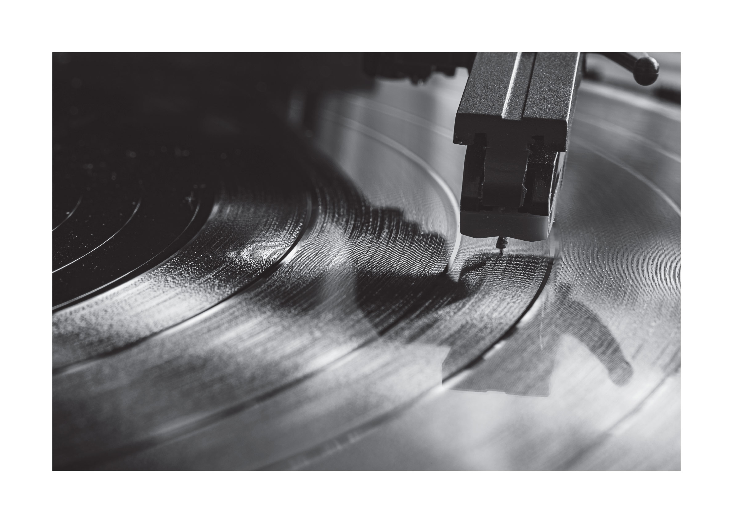 Vinyl Poster - Black and white record player photography (30x40 cm)