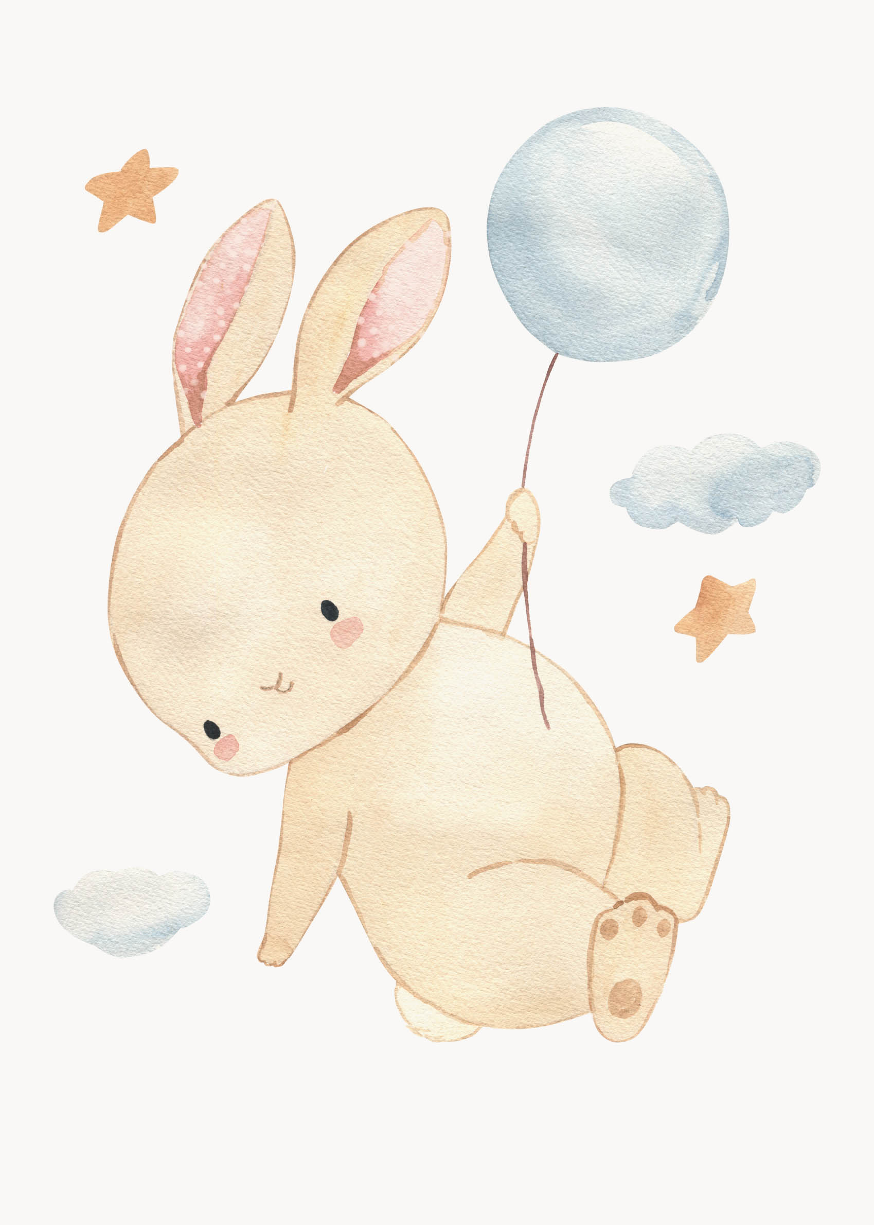 Bedtime Flying Bunny Poster - Tierillustration (30x40 cm)